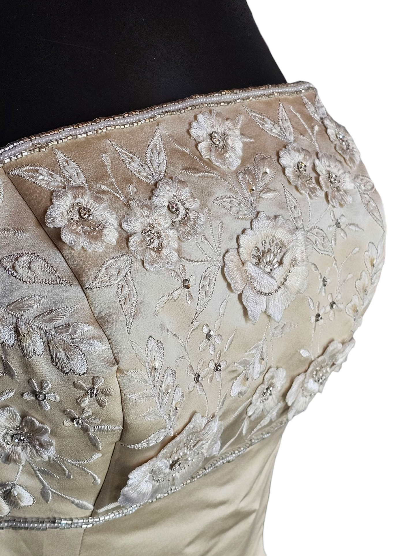 Gold Satin Empire A-Line Wedding Gown