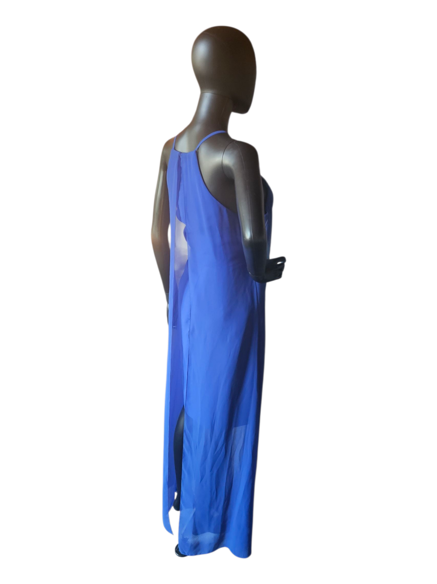 Royal Blue Chiffon Halter Hi/Lo - Da Vinci