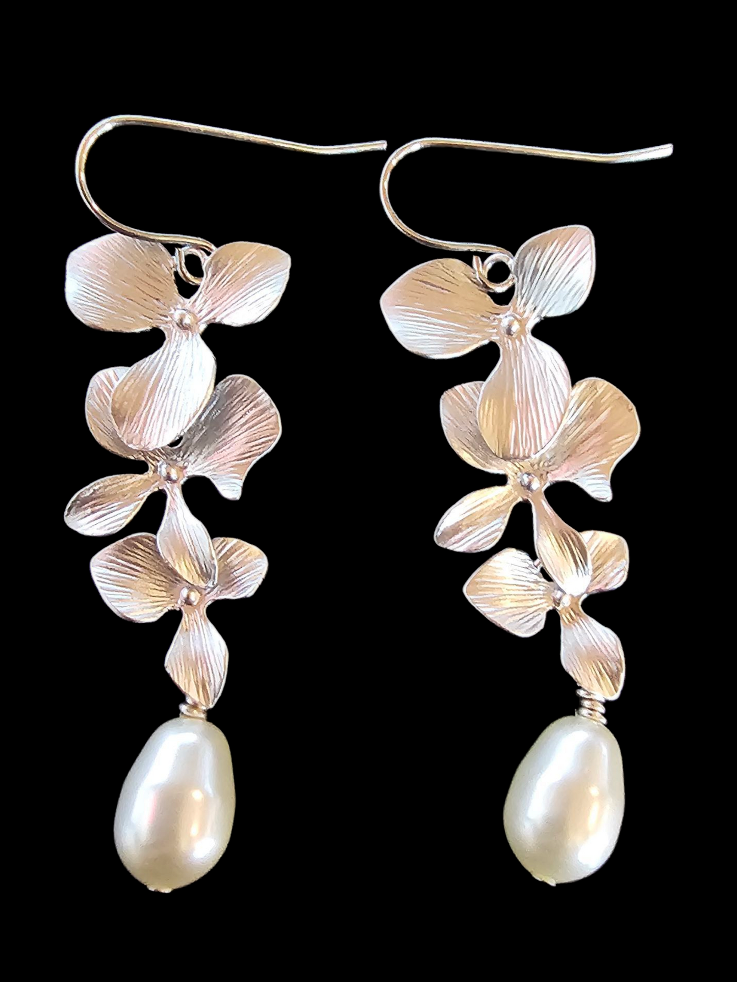 Faux Pearl Floral Long Drop Earring