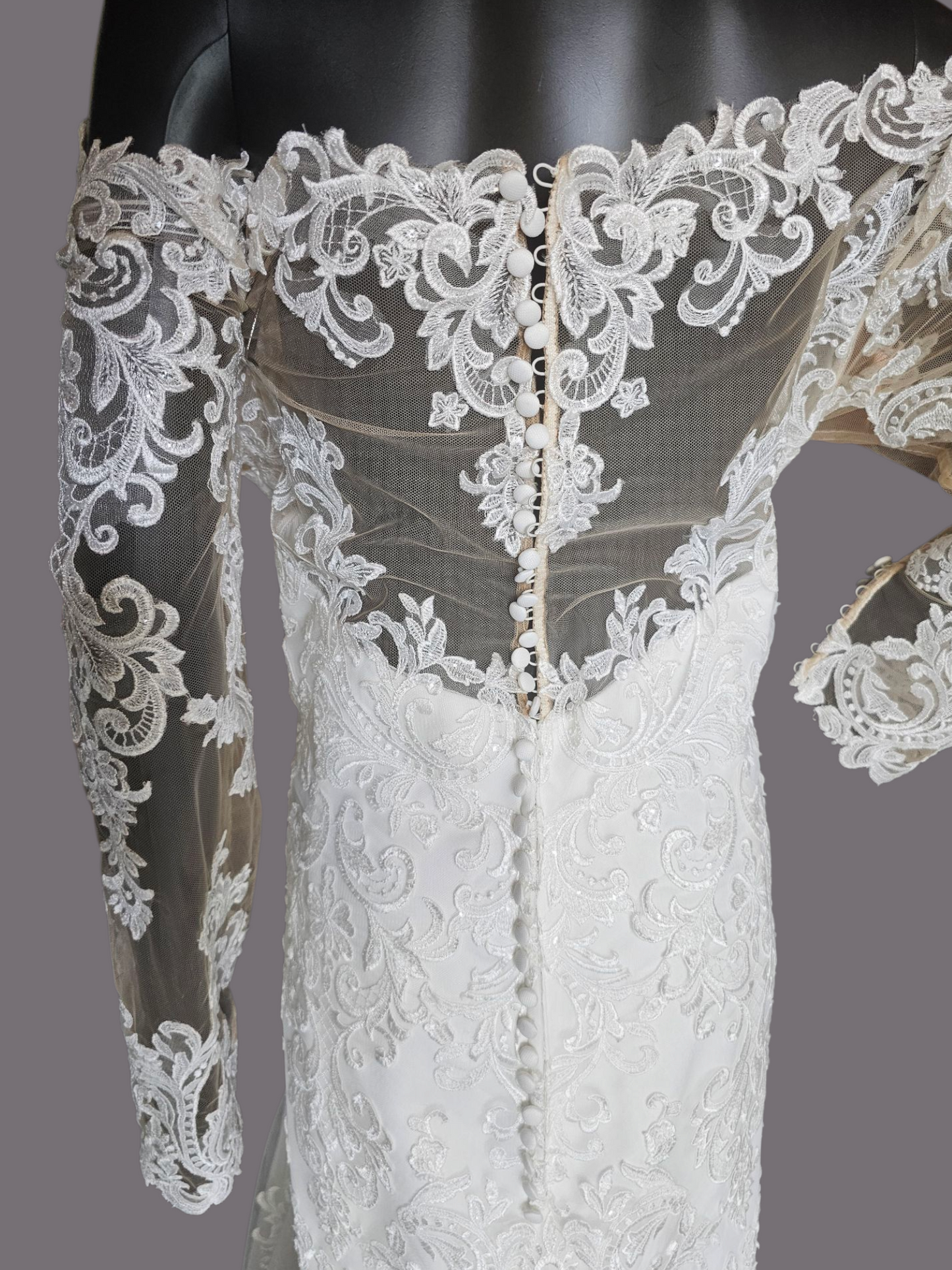 Ivory Lace Overlay Long Sleeve Wedding Gown - Morilee Madeline Gardner