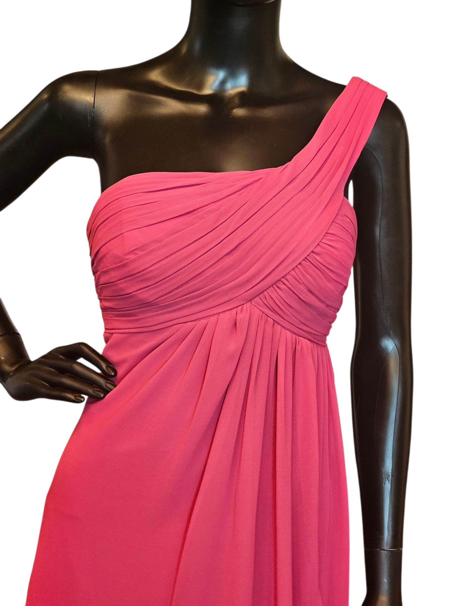 Watermelon Chiffon One Shoulder Party/Cocktail Dress - Bill Levkoff
