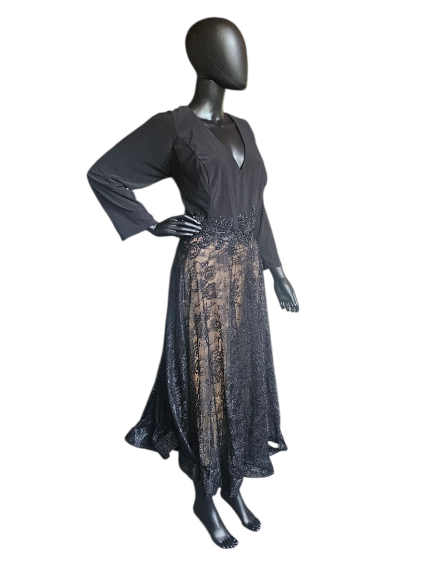 Black V-Neck 3/4 Sleeve Cocktail - Mac Duggal