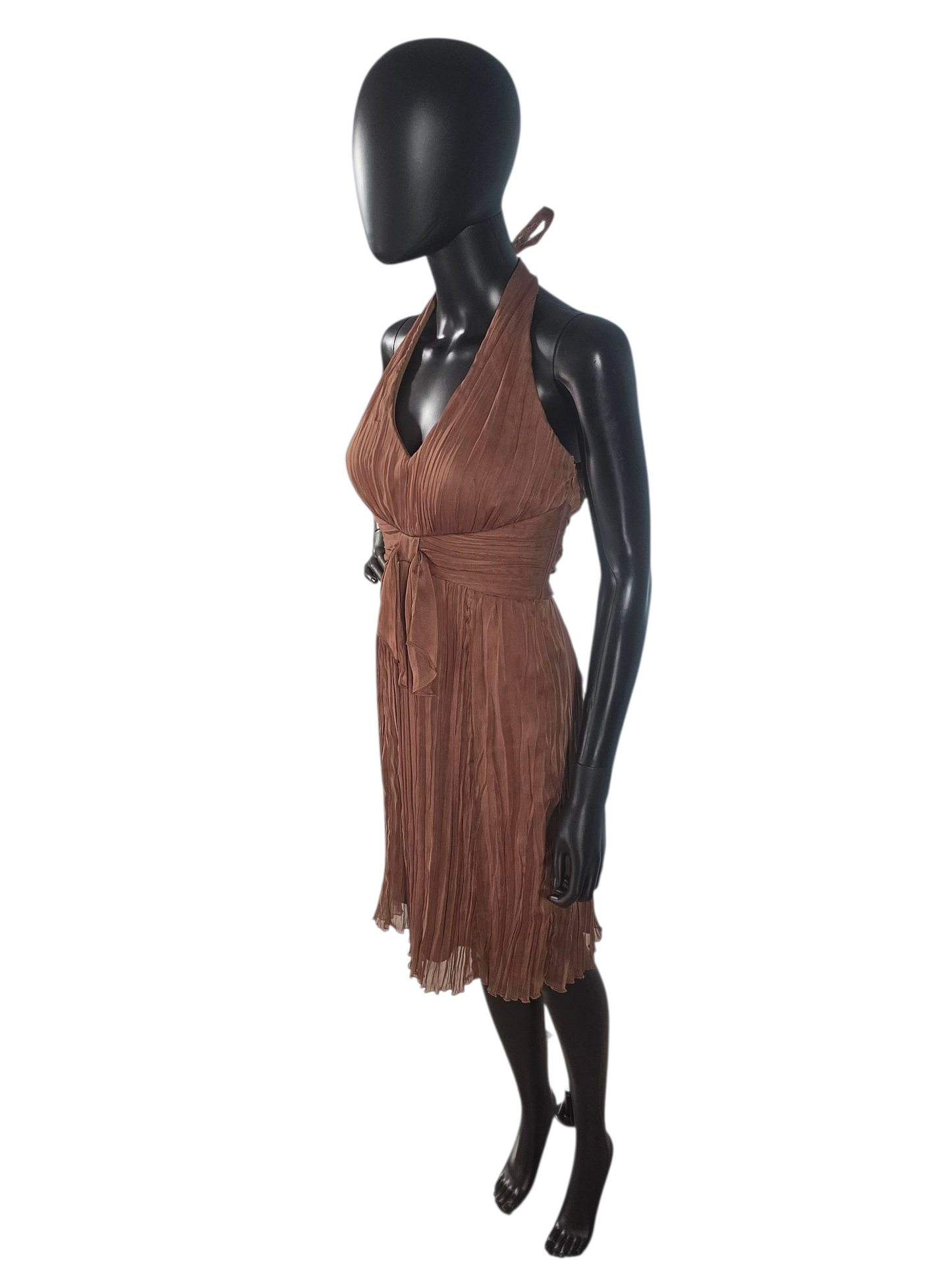 Bronze Chiffon Halter Casual Dress - Sangria