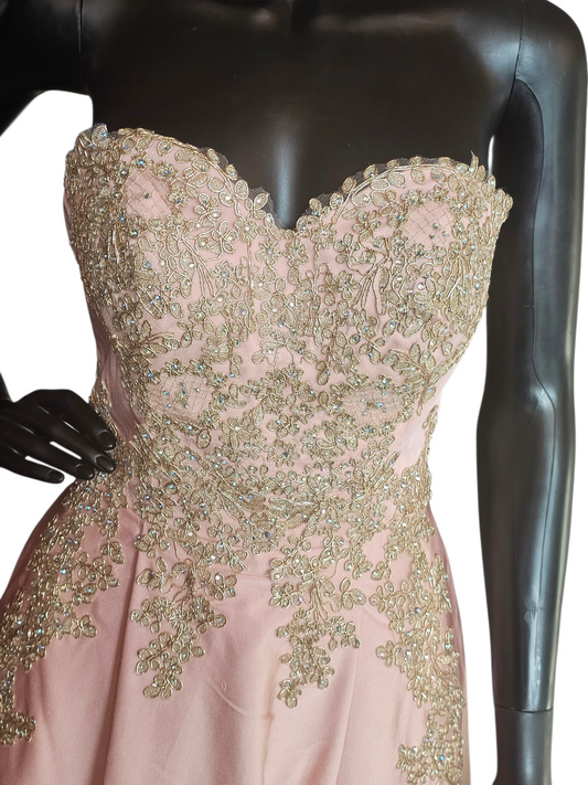 Dusty Rose/Gold High Low Formal Dress - LA Merchandise