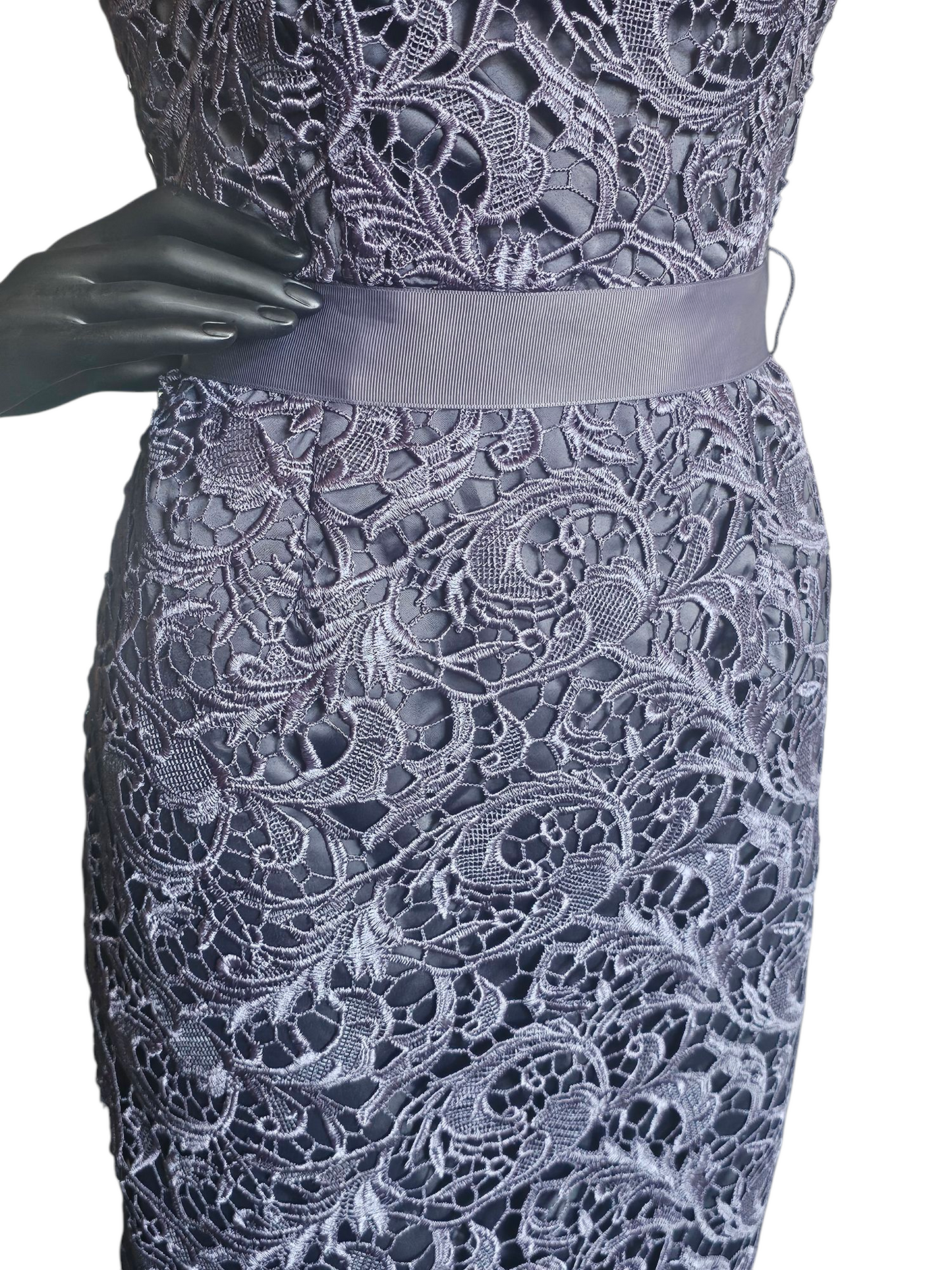 Steel Blue Open Weave Lace - Adrianna Papell