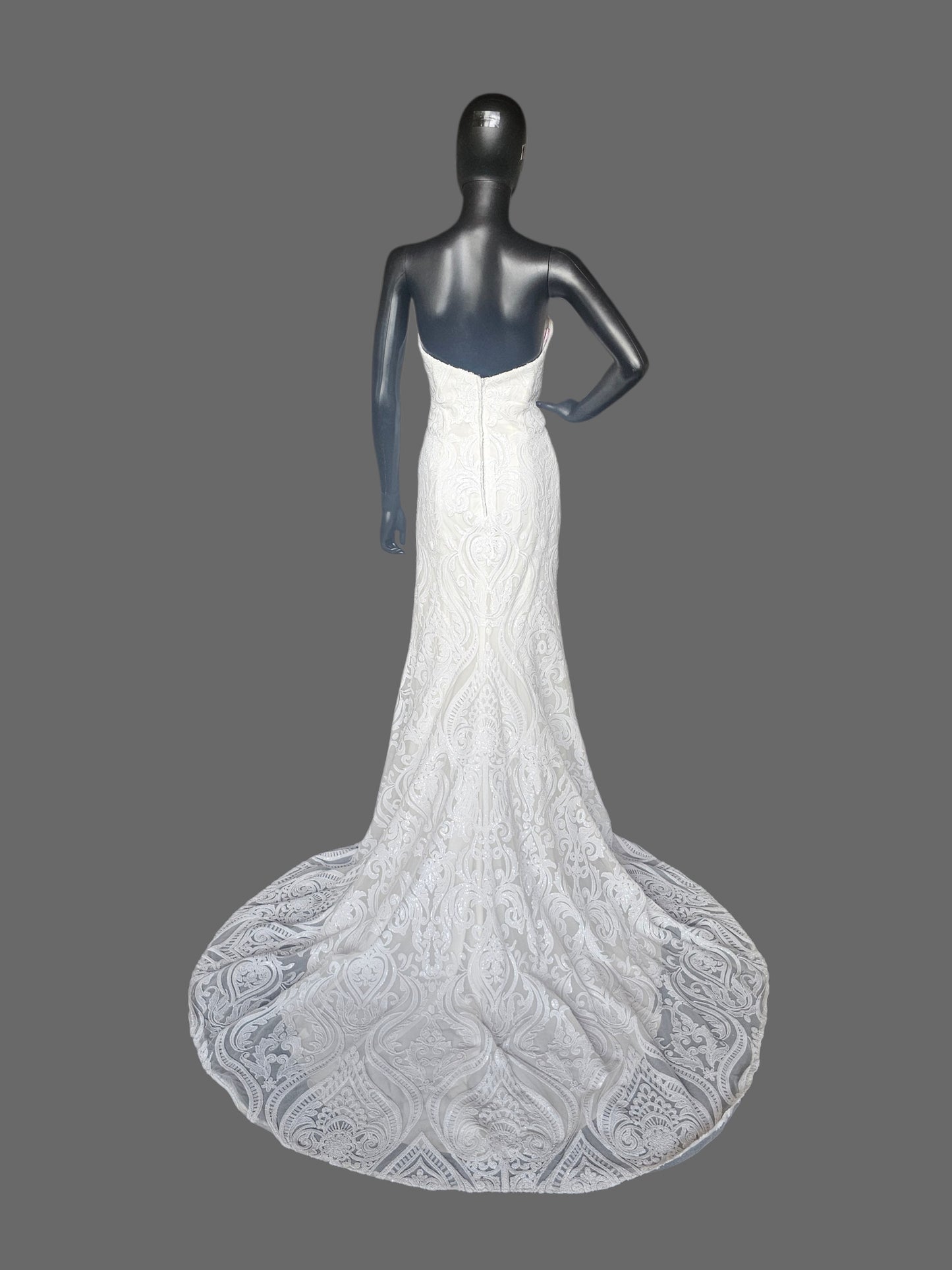Full Sequin Deco Patterned Fit/Flare Wedding Gown - Da Vinci