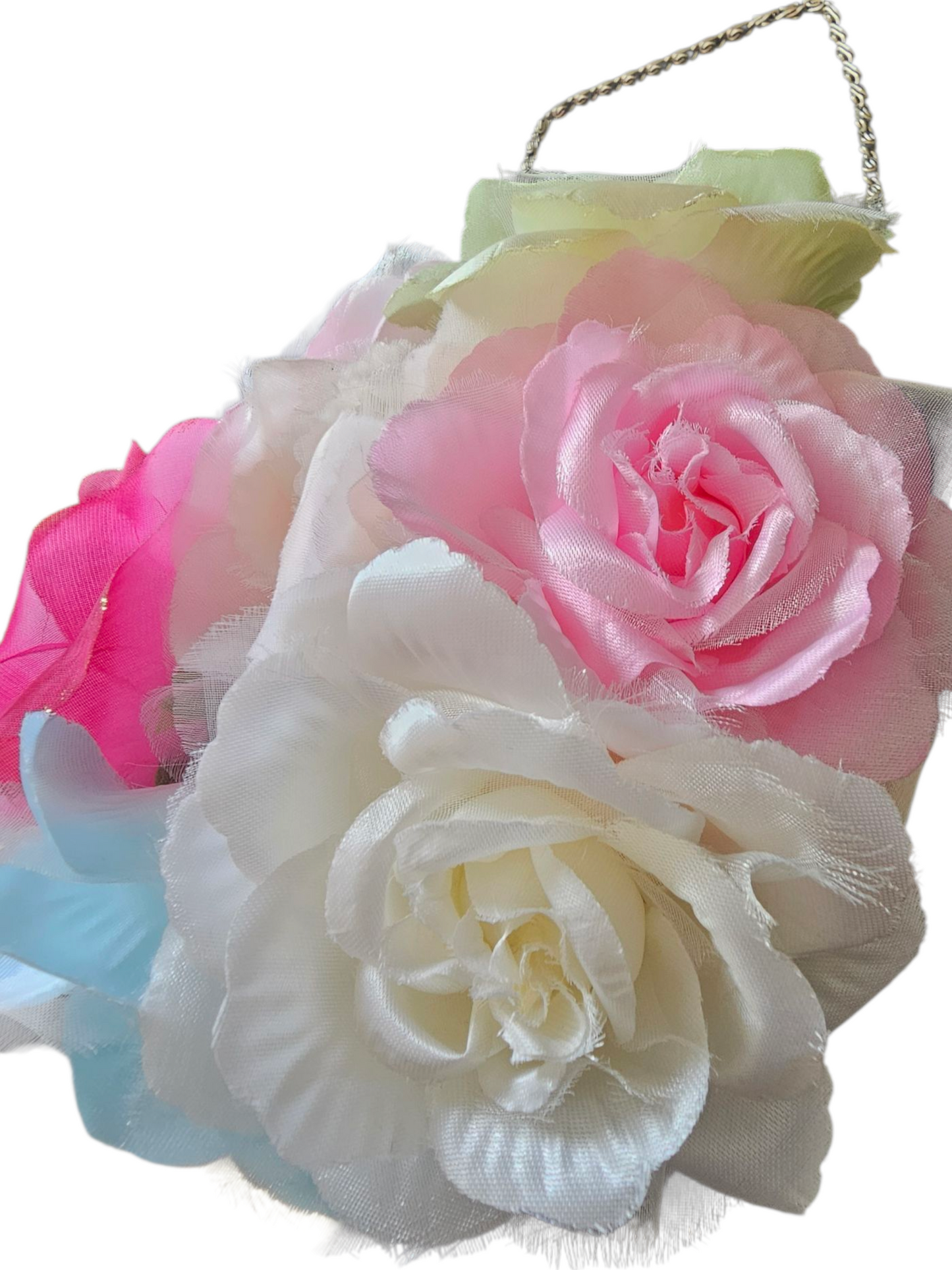 Satin/Multicolored Flower Handbag