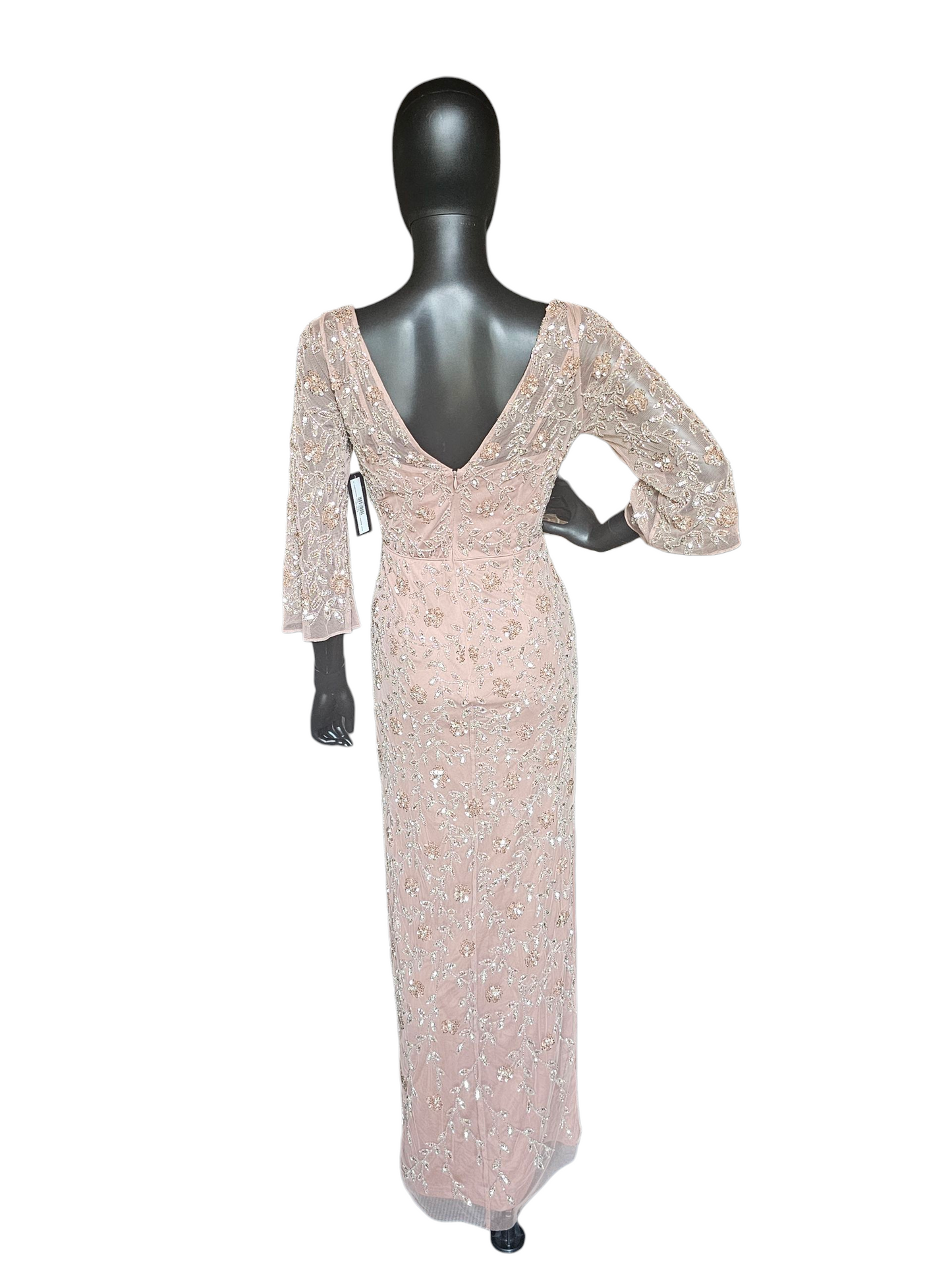 Rose Beaded 3/4 Sleeve Formal Dress - Aiden Mattox NWT