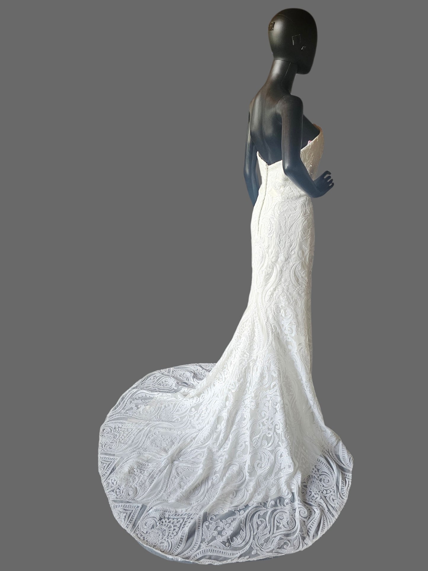 Full Sequin Deco Patterned Fit/Flare Wedding Gown - Da Vinci