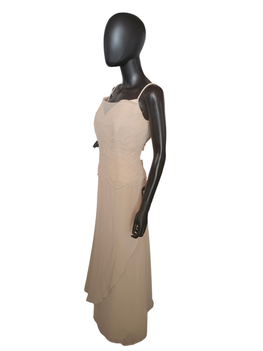 Cream Chiffon Beaded Formal Dress - Jade