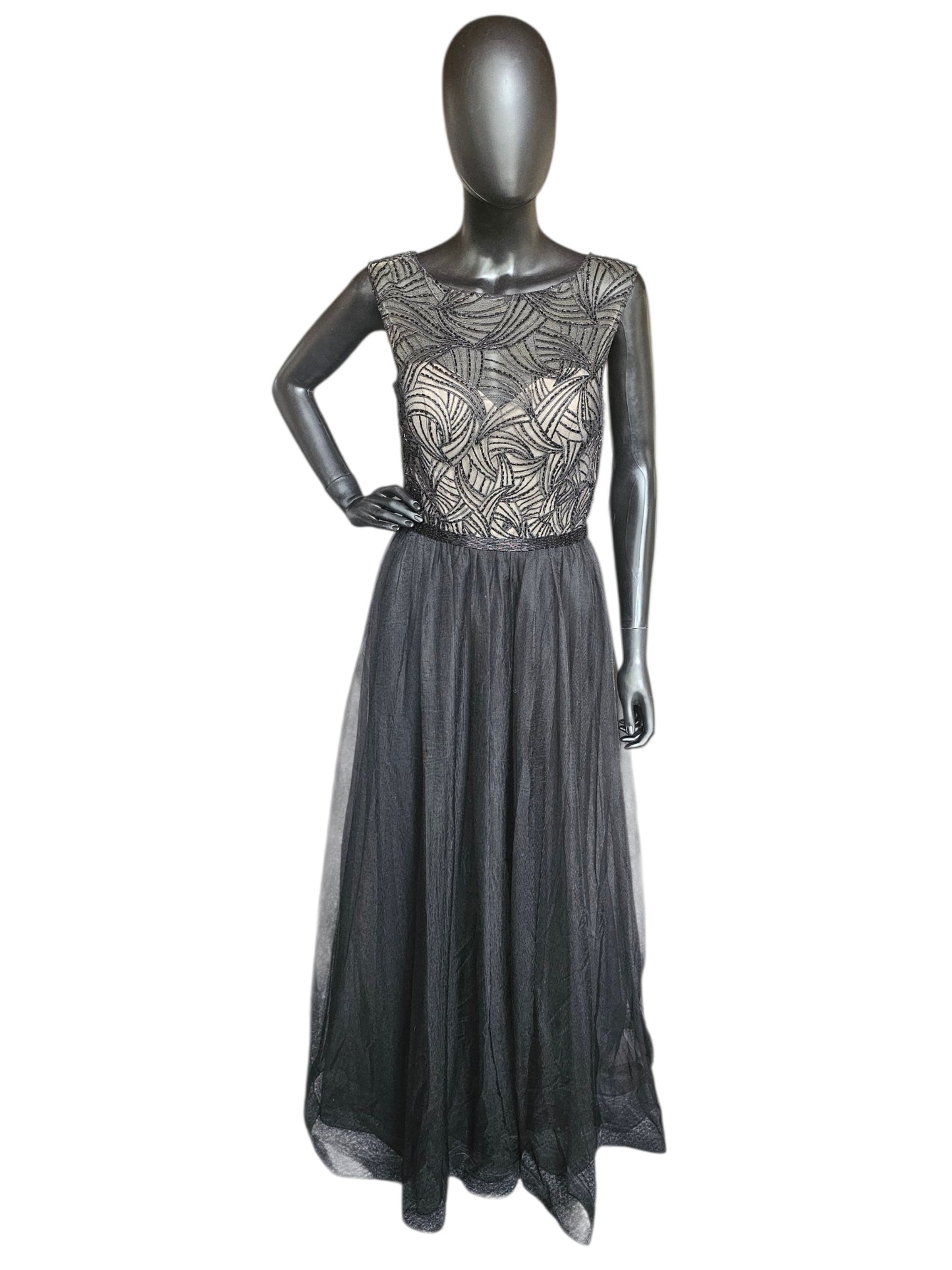 Black Embroidered A-Line - Mori Lee