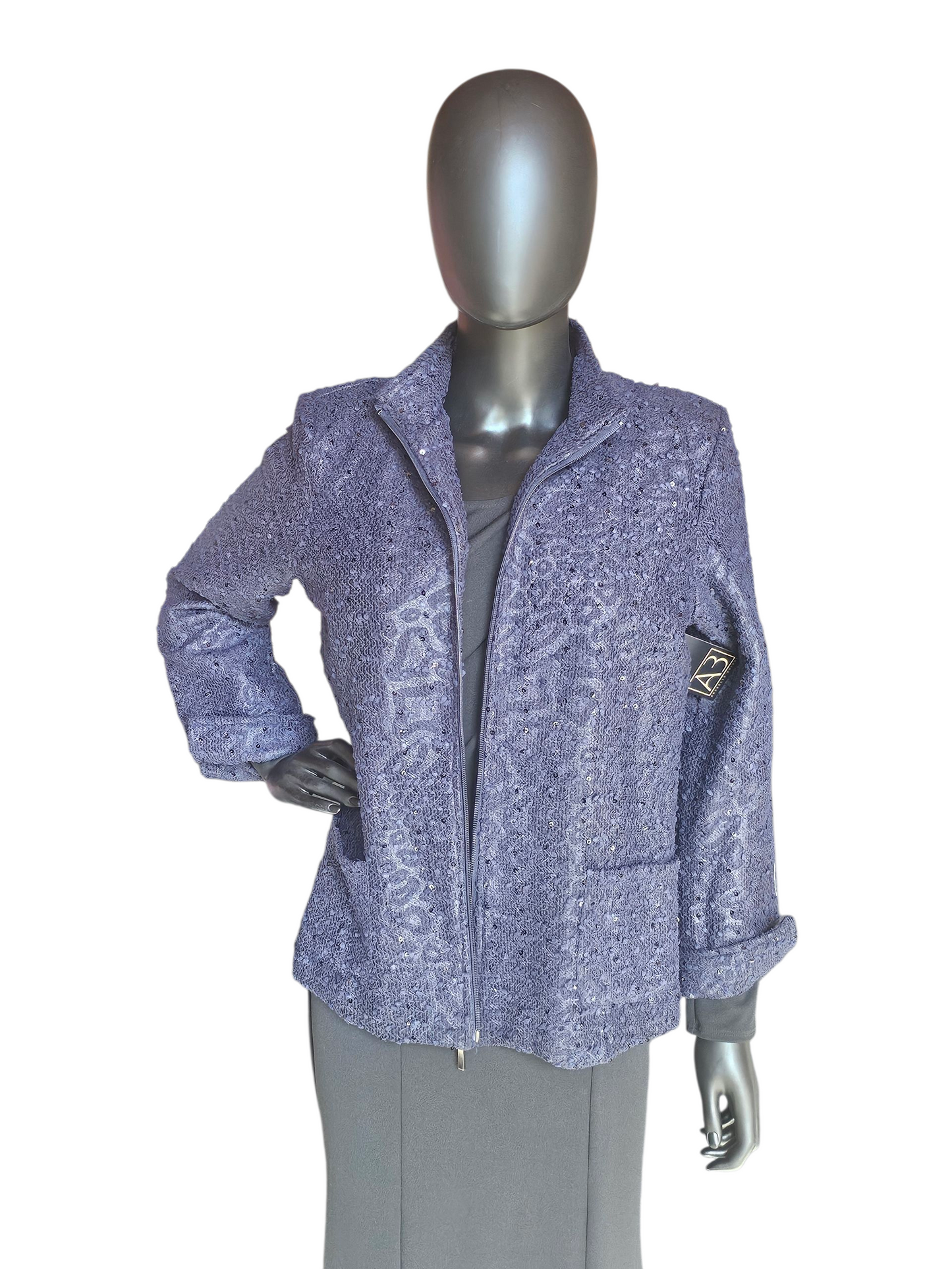 Navy Sparkle Front Zip Jacket - Erin London