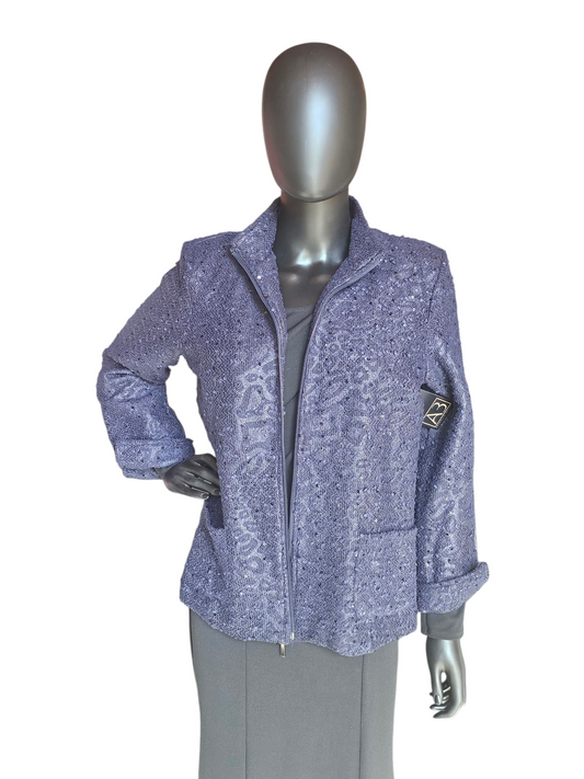 Navy Sparkle Front Zip Jacket - Erin London