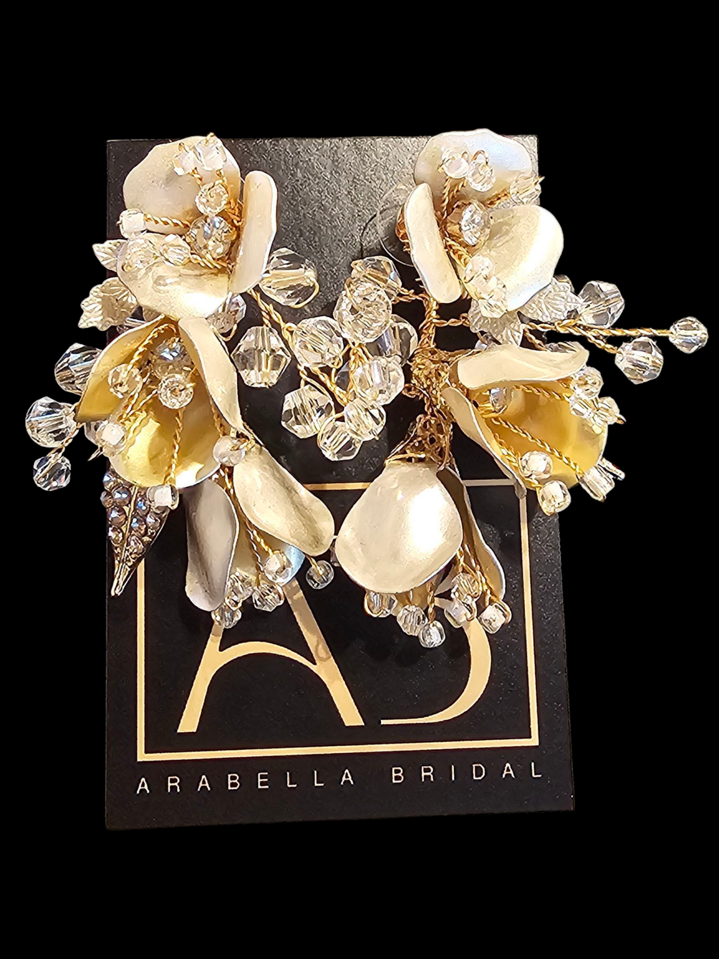 Rose Gold Wire/Beaded Floral Post Earring