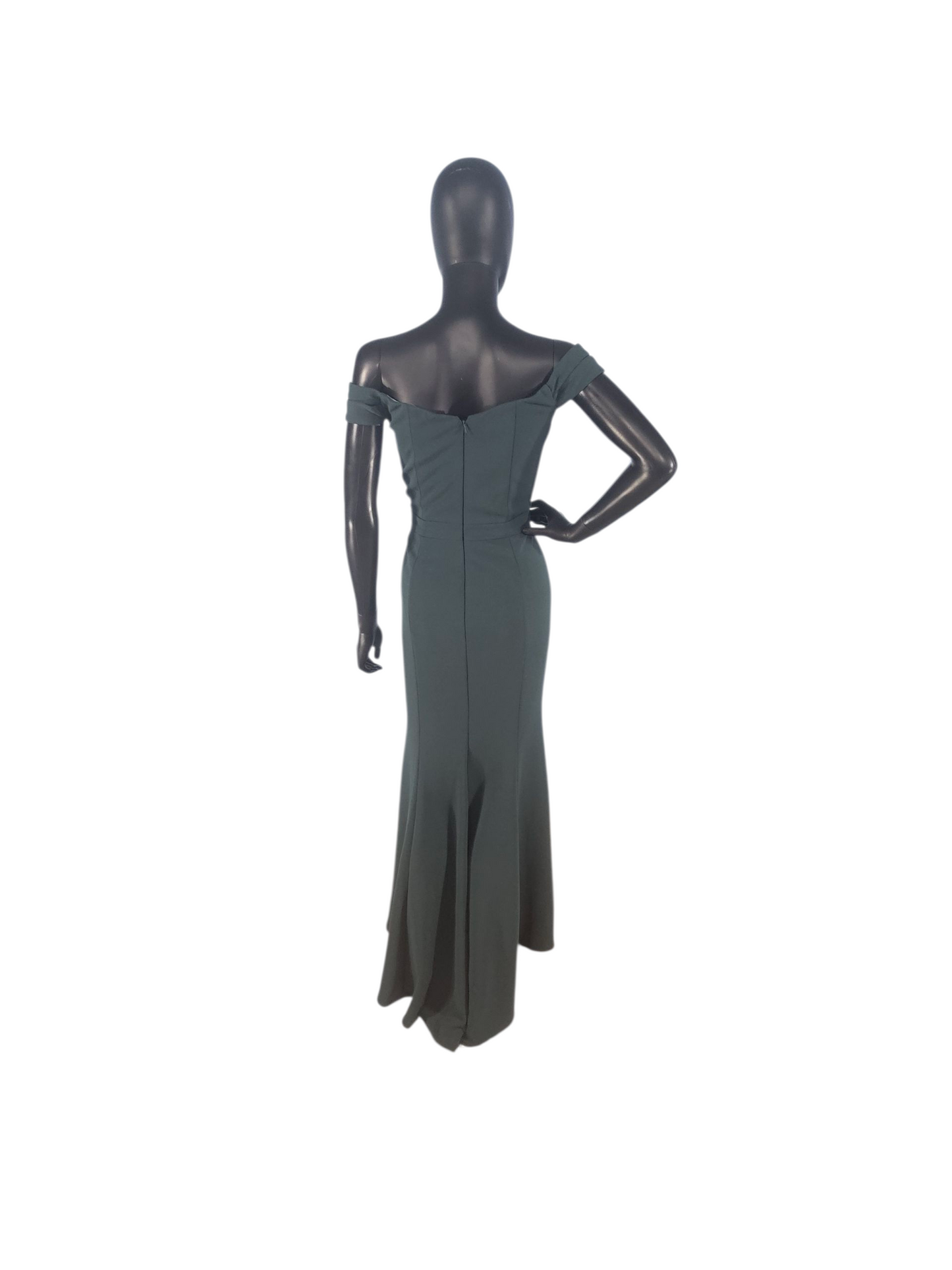 Fit/Flare Evergreen Crepe Full Length Formal Dress - Bill Levkoff