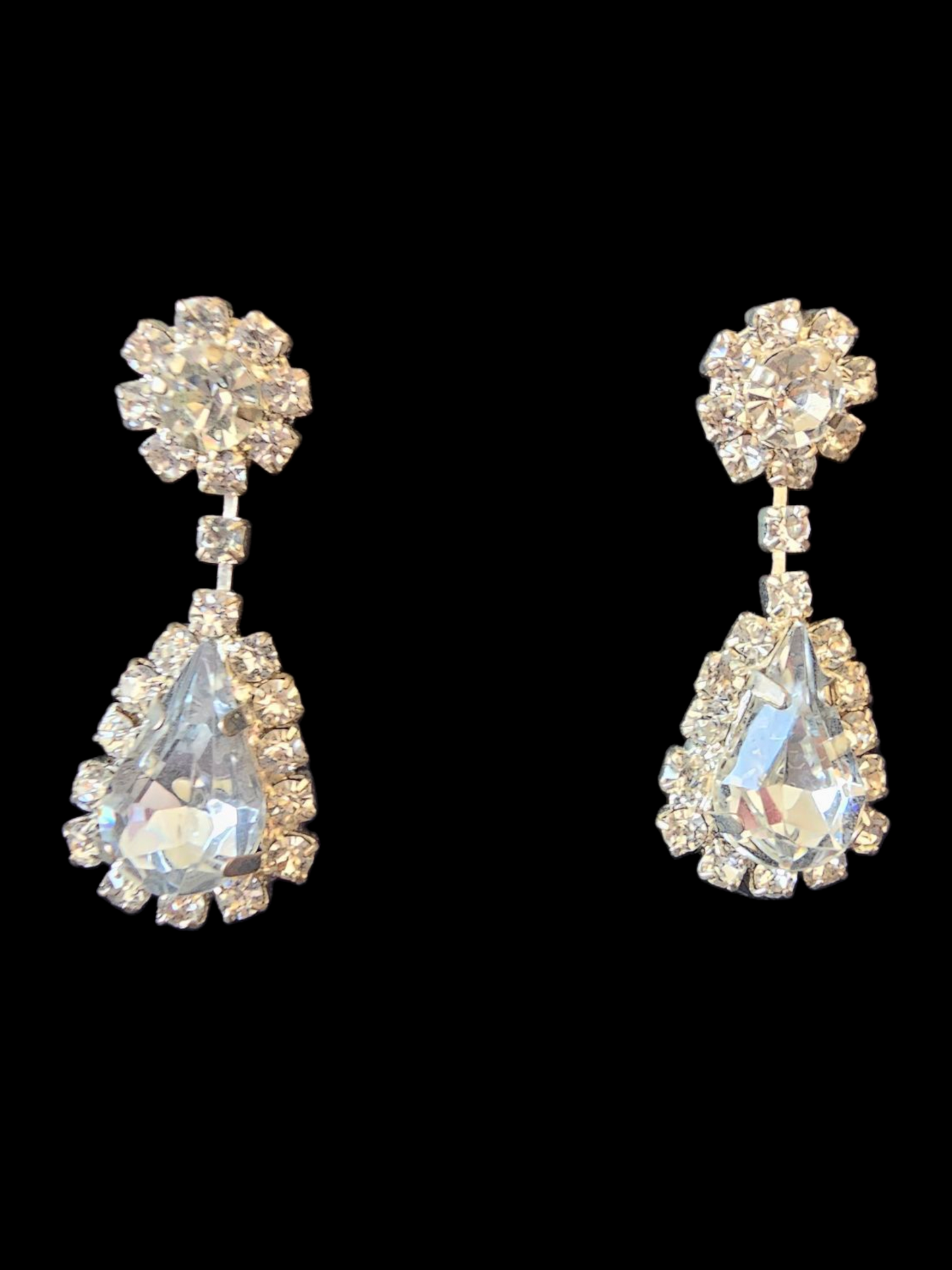 Large White Crystal Cluster Necklace/Earring Set