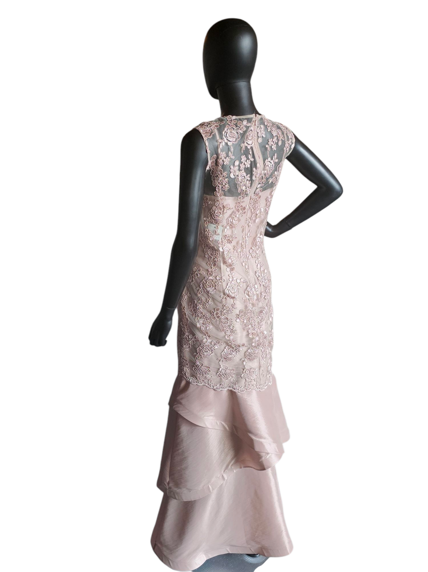Vintage Rose Lace Overlay Formal Gown -