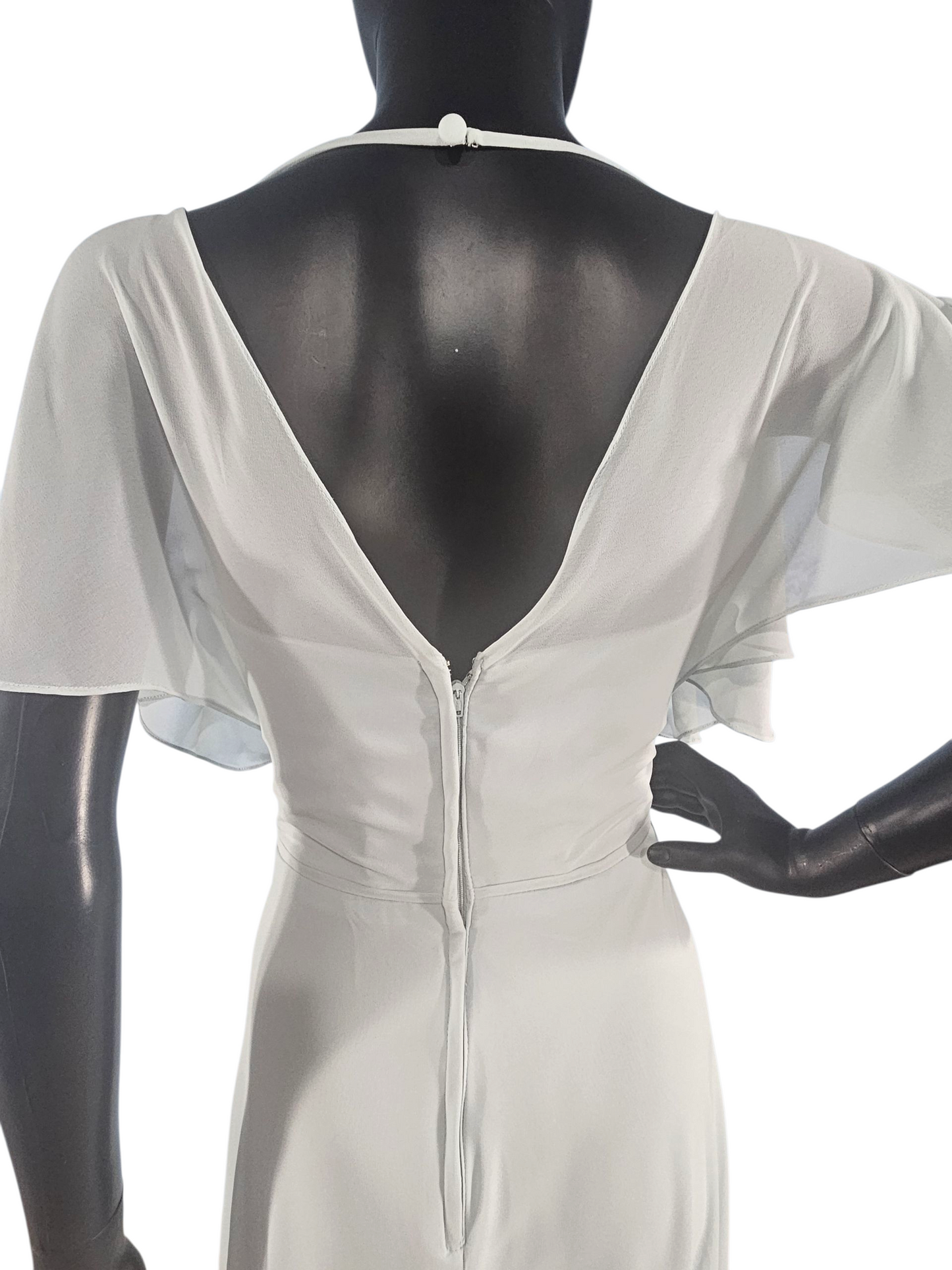 Seaglass Chiffon Flutter Sleeve A-Line Maxi Formal Dress - Mori Lee