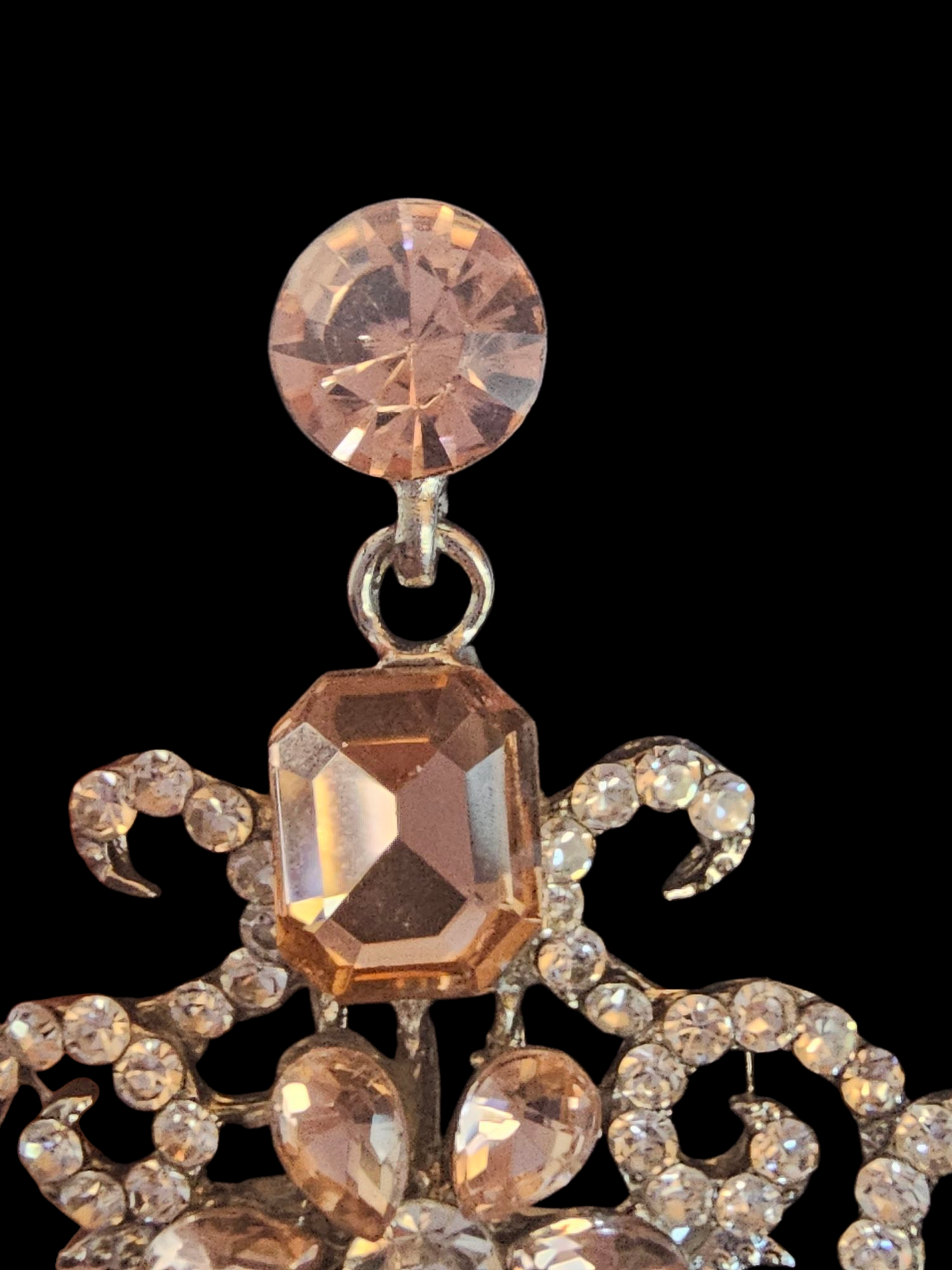 Pink/White Crystal Large Chandalier Earring