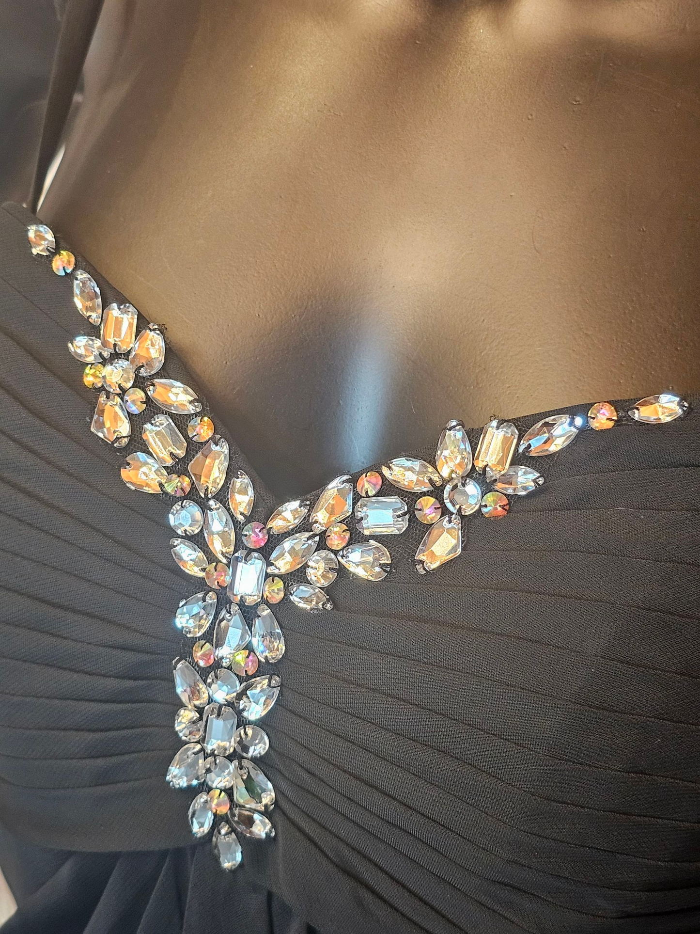 Black Chiffon Spaghetti Strap Party/Cocktail Dress - Da Vinci