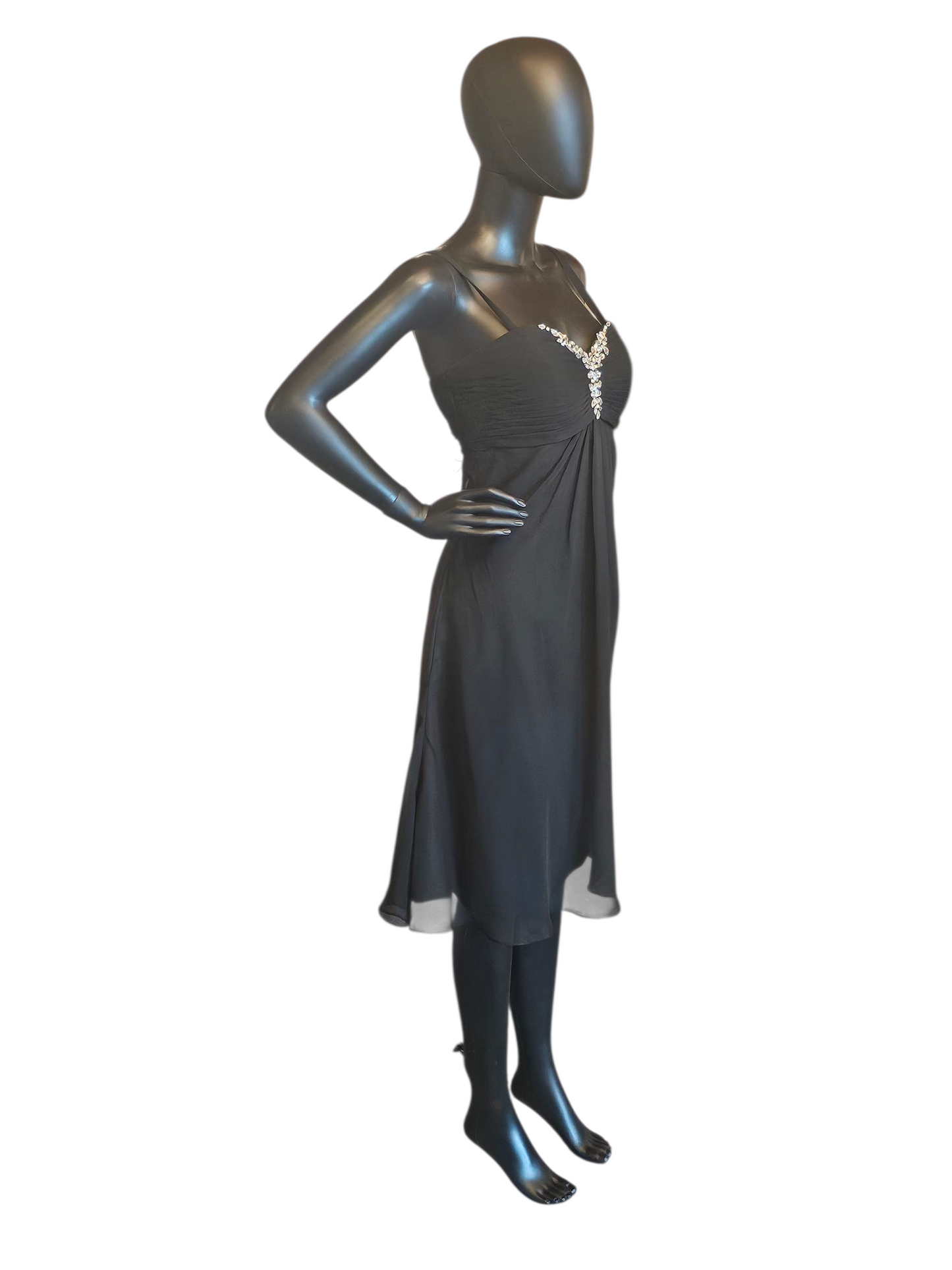 Black Chiffon Spaghetti Strap Party/Cocktail Dress - Da Vinci