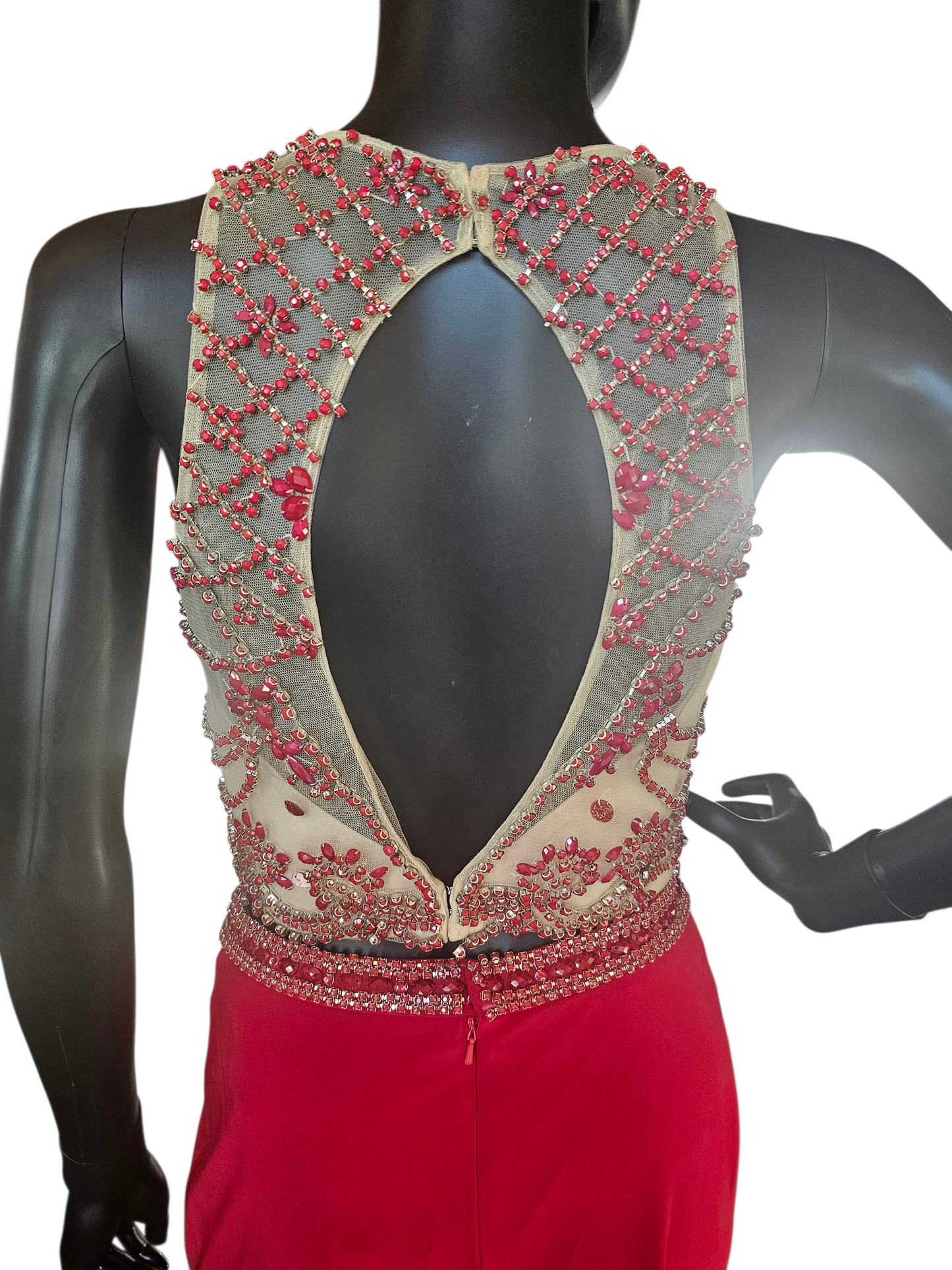 Red/Nude 2 Piece Party Dress - Juliet