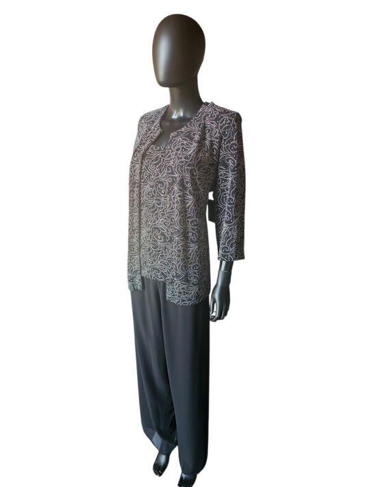 Black/White/Copper 3 Piece Formal Outfit - Alex Evenings