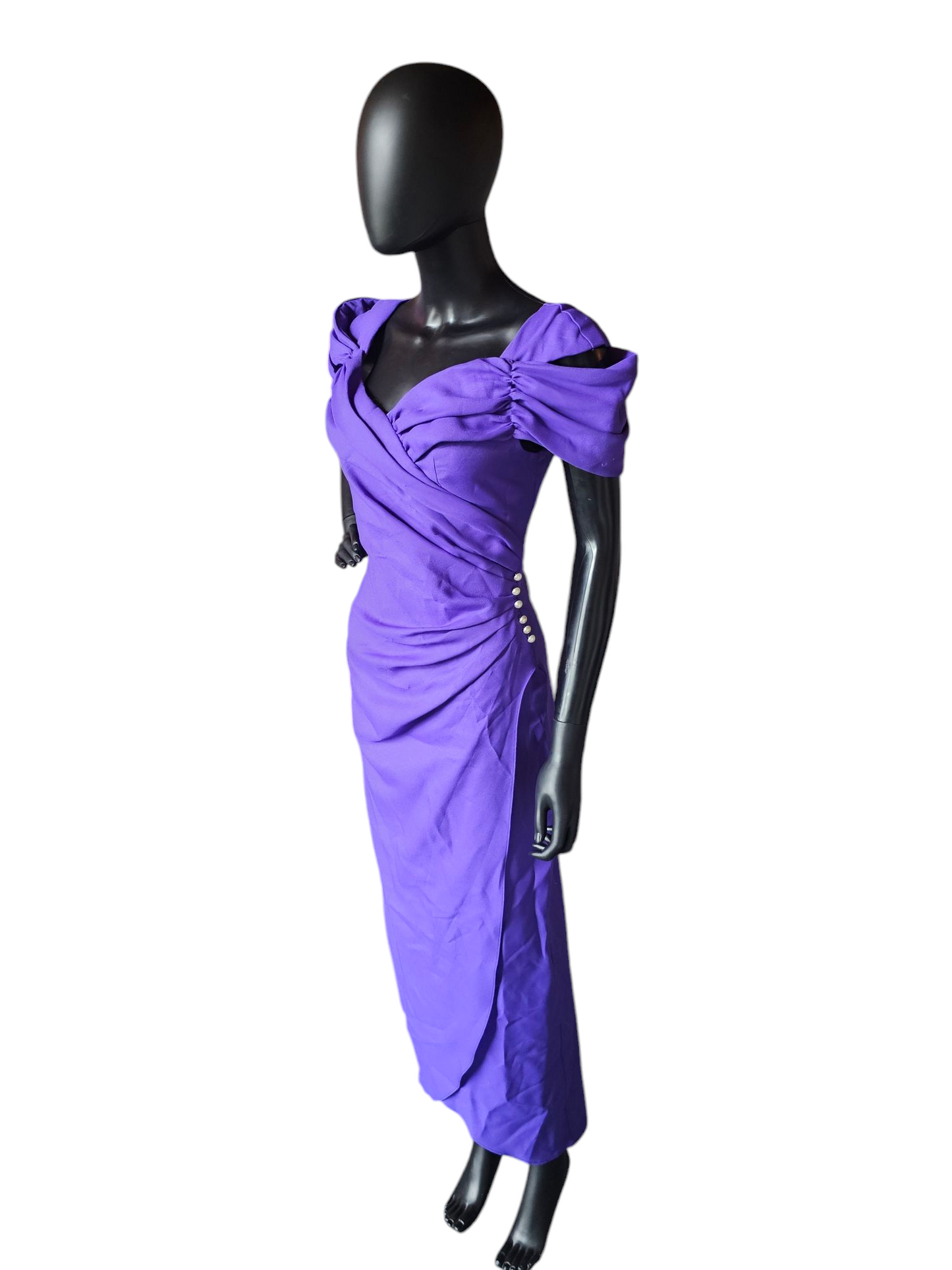 Vintage Purple Off Shoulder Side Sweep