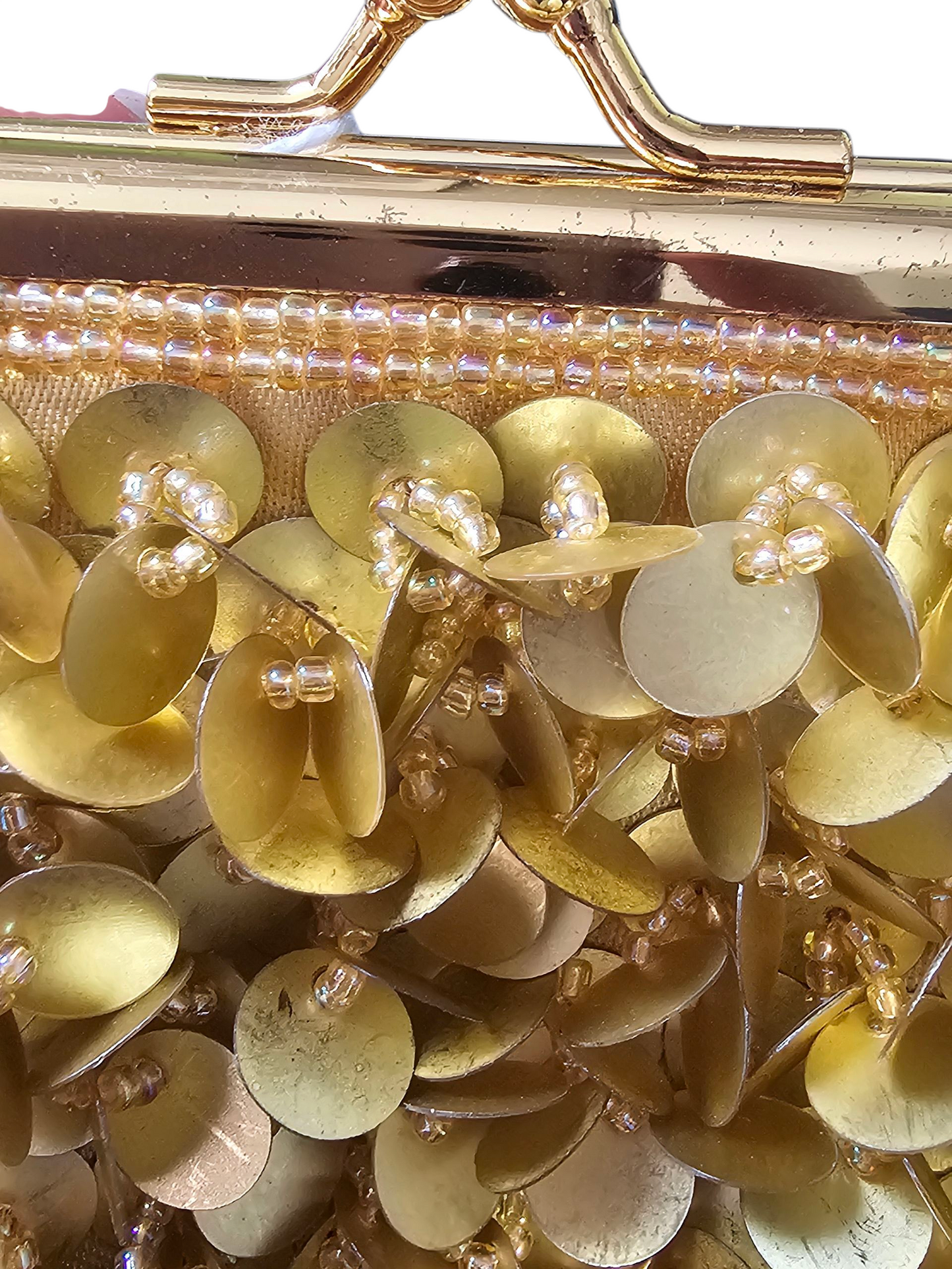 Gold Beaded Coin Handbag