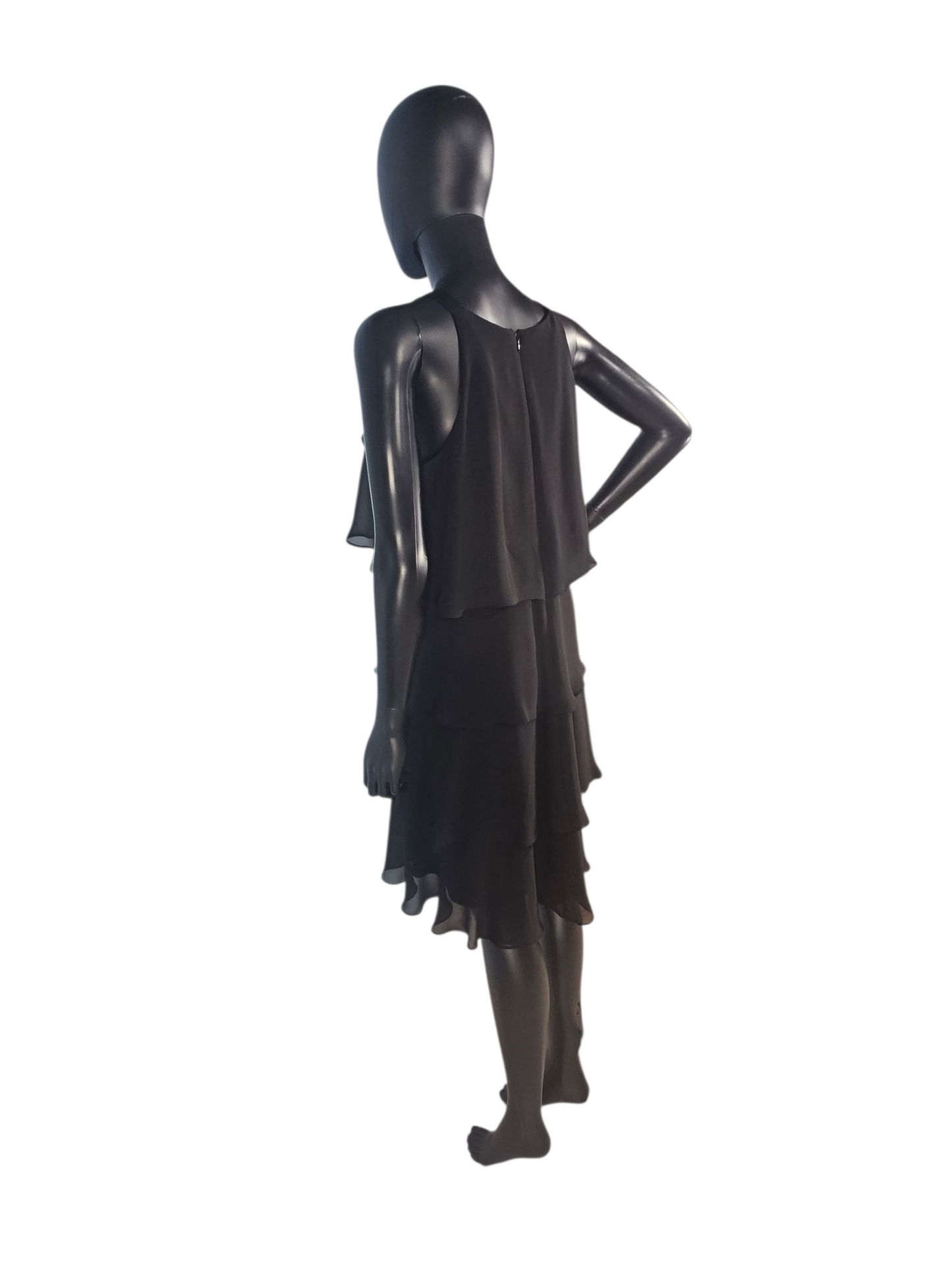 Black Chiffon Flounce Cocktail Dress - S.L. Fashions