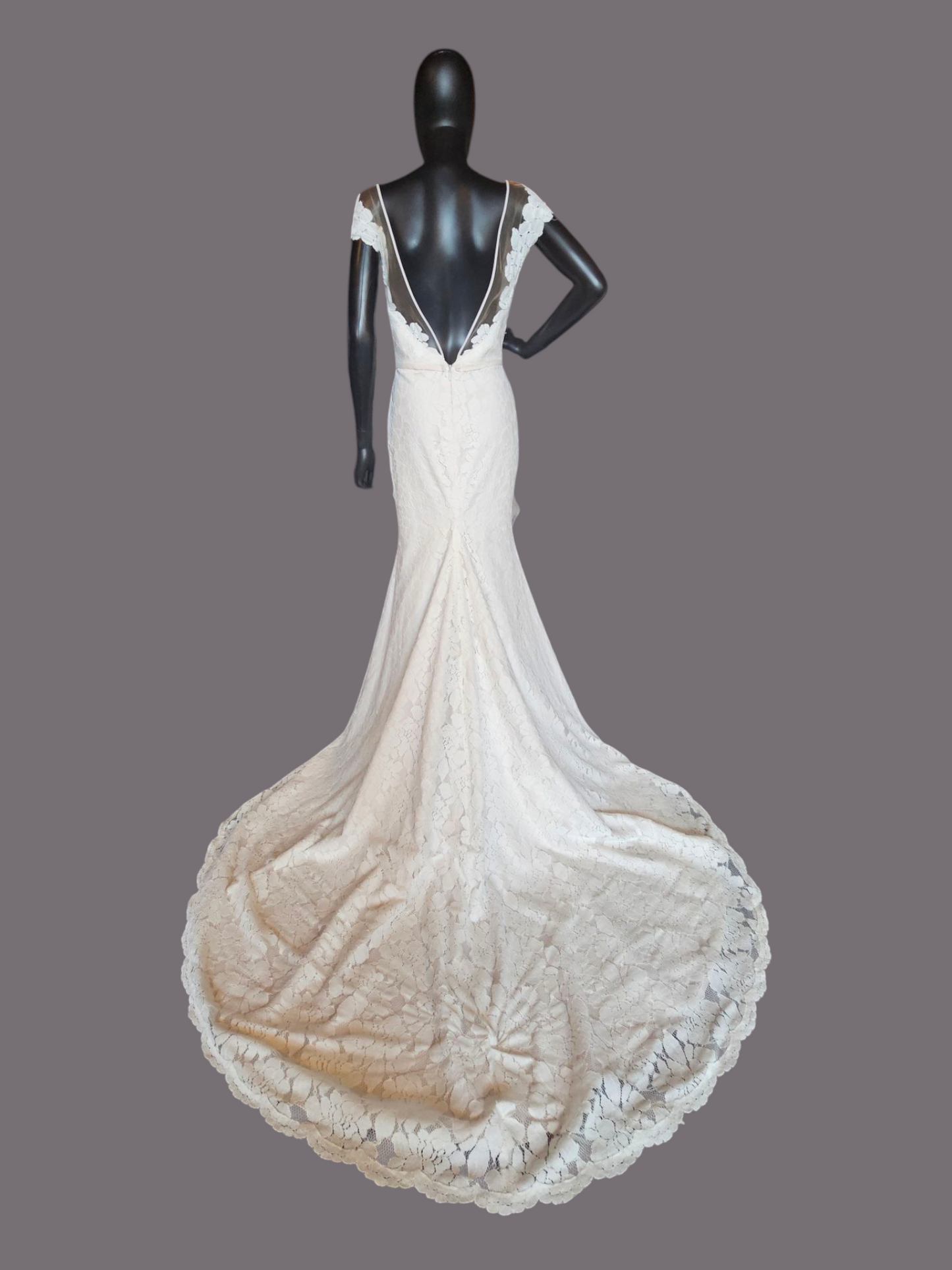 Lace Overlay Illusion Open Back Mikaella by Paloma Wedding Gown