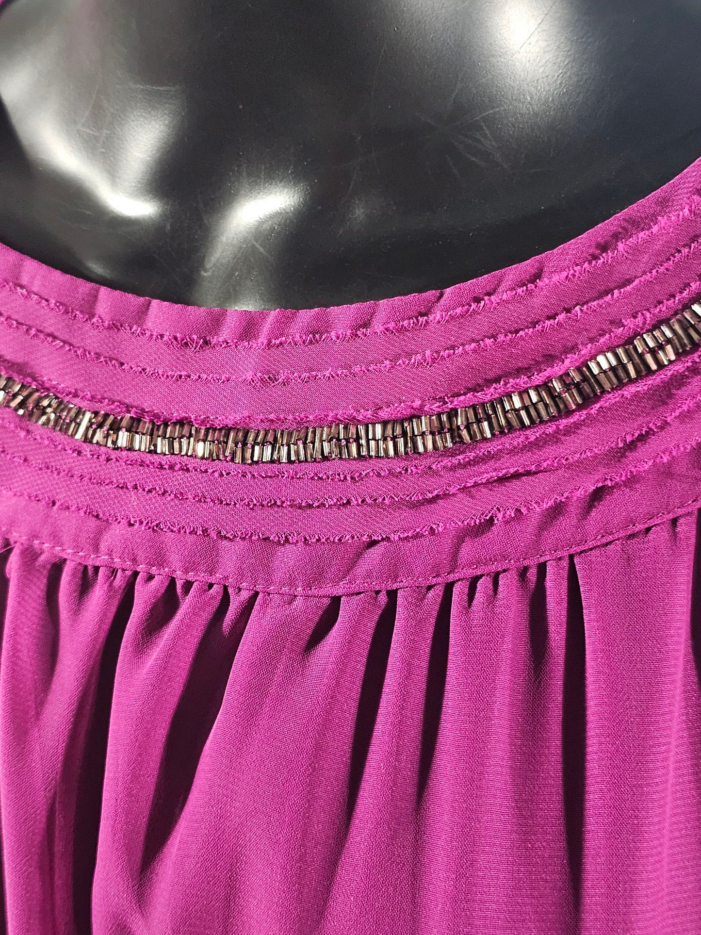 Plum Beaded Yoke Collar Chiffon Maternity Casual Dress - Liz Hanger