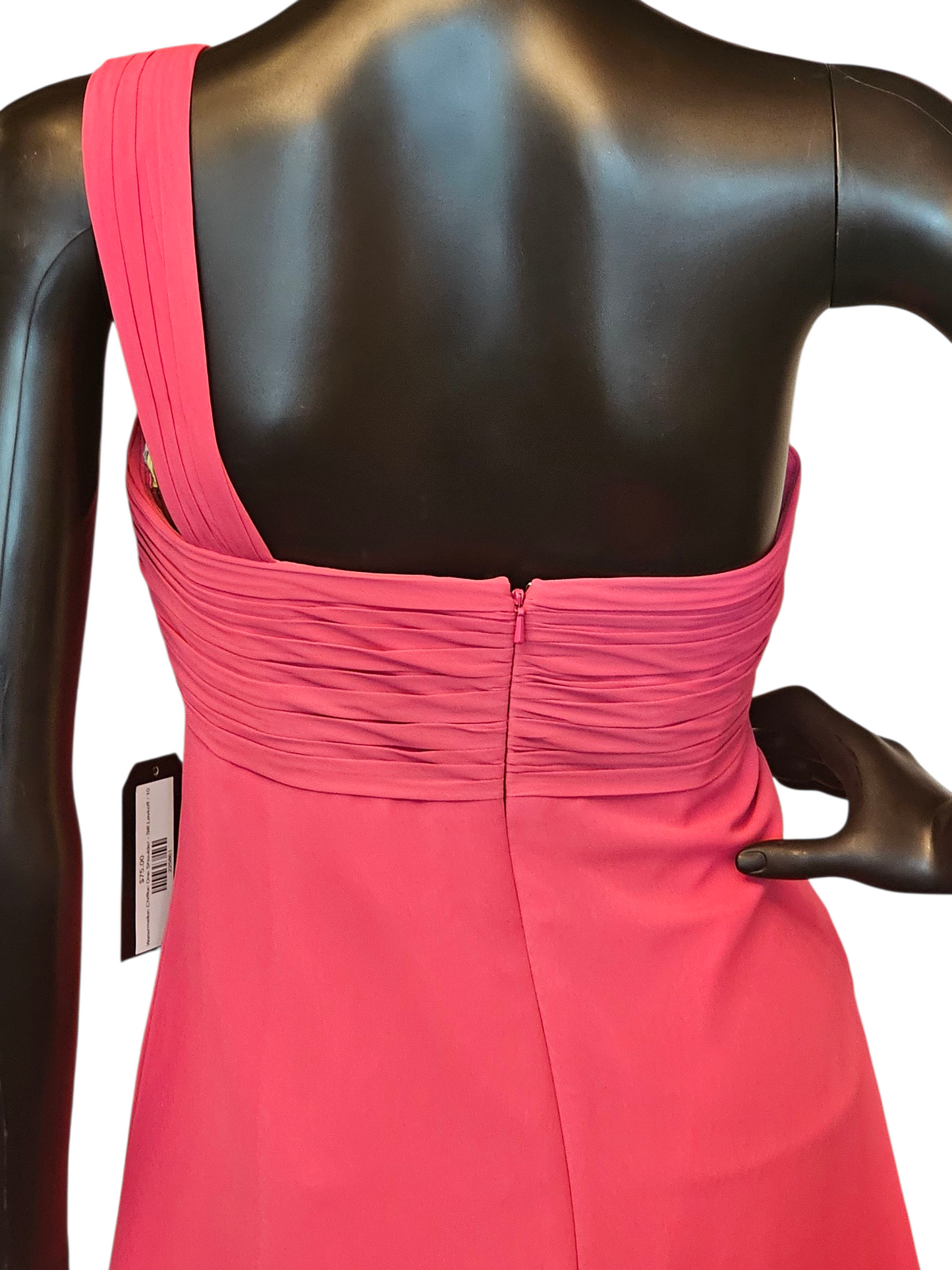 Watermelon Chiffon One Shoulder Party/Cocktail Dress - Bill Levkoff