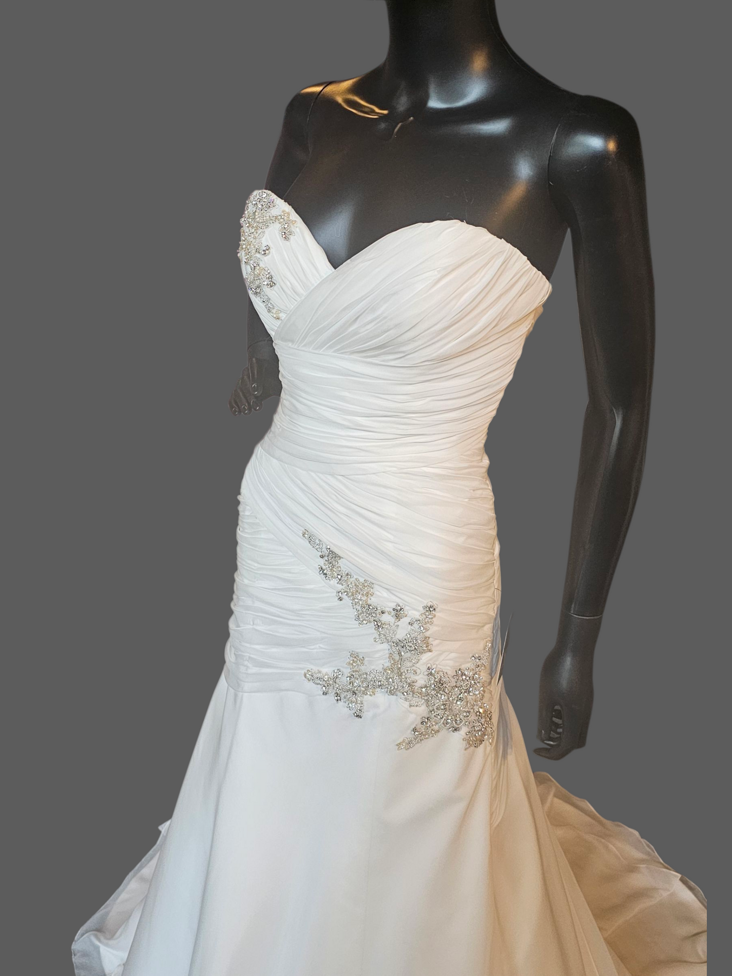 Ivory Chiffon Fit/Flare Sweetheart Wedding Gown - Casablanca