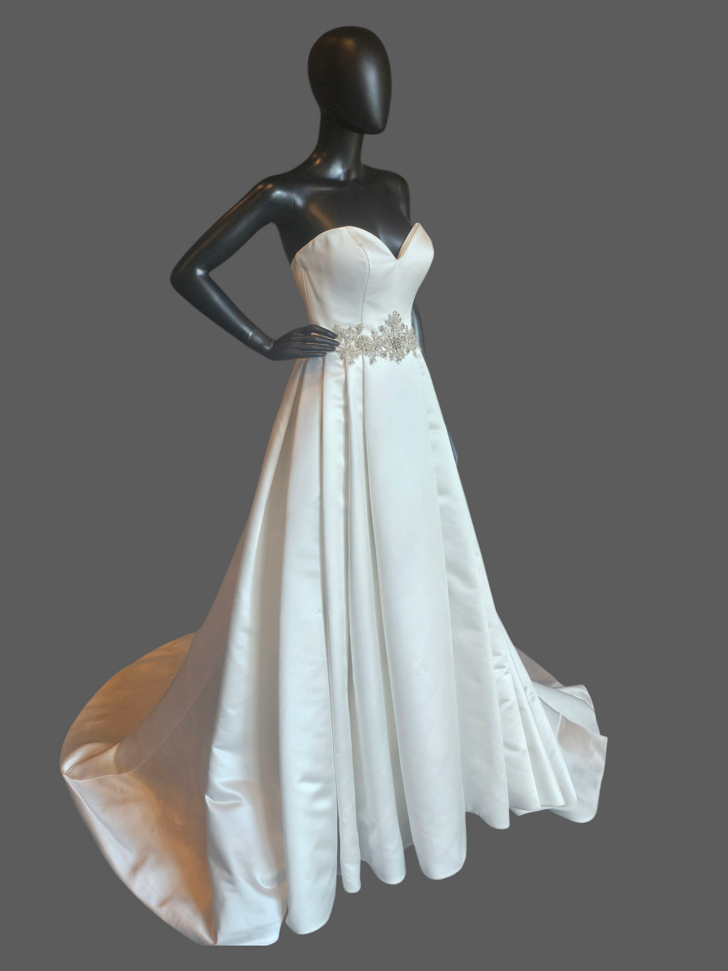 Ivory Satin A-Line Sweetheart Wedding Gown - Casablanca