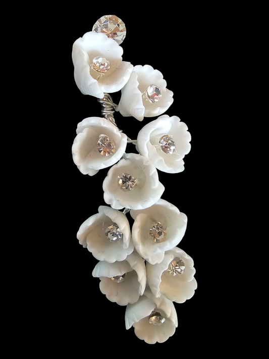 Clay/Crystal Floral Dangle Earring