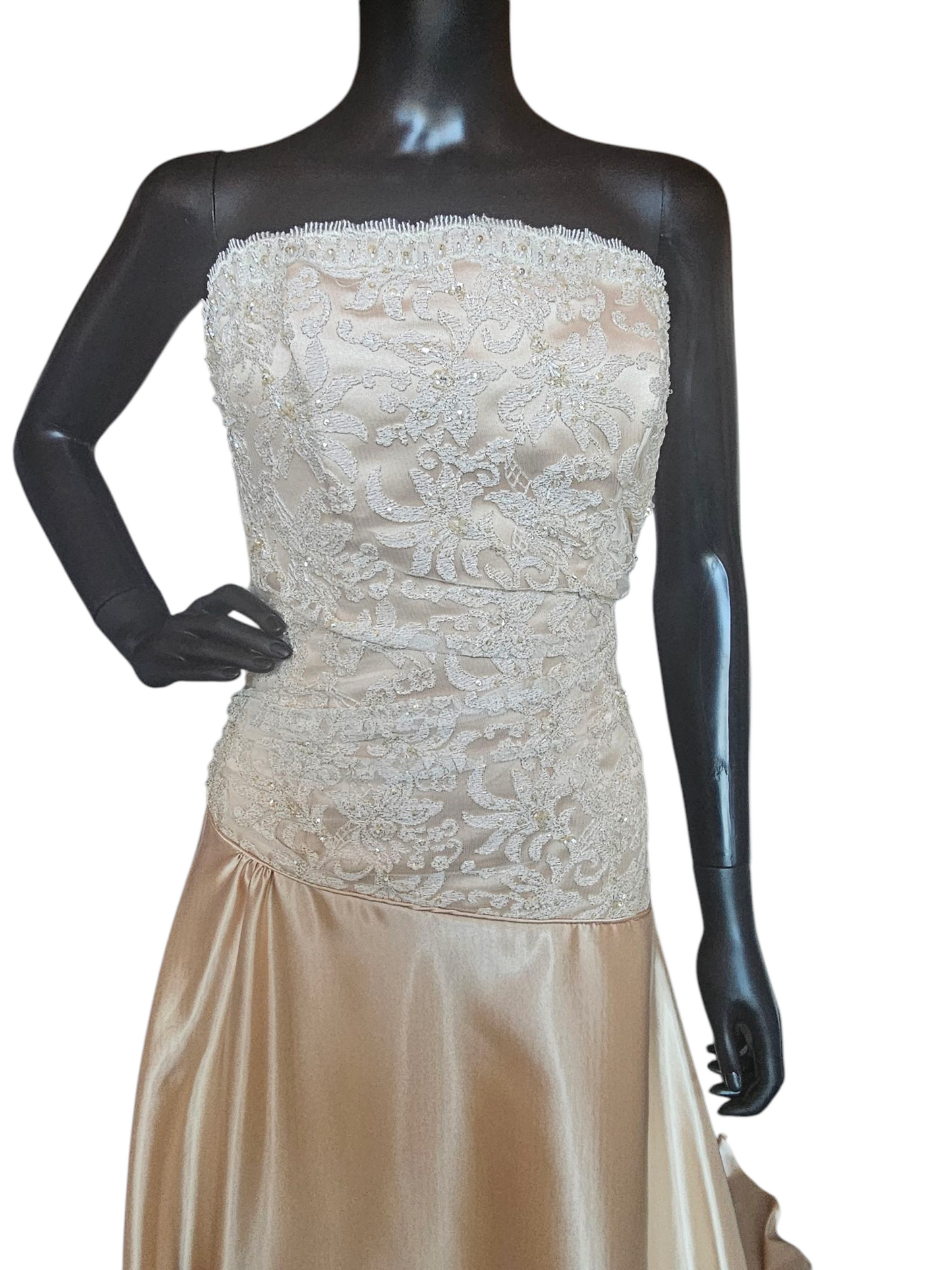 Gold Charmeuse Asymmetrical Wedding Gown - Maggie Sottero