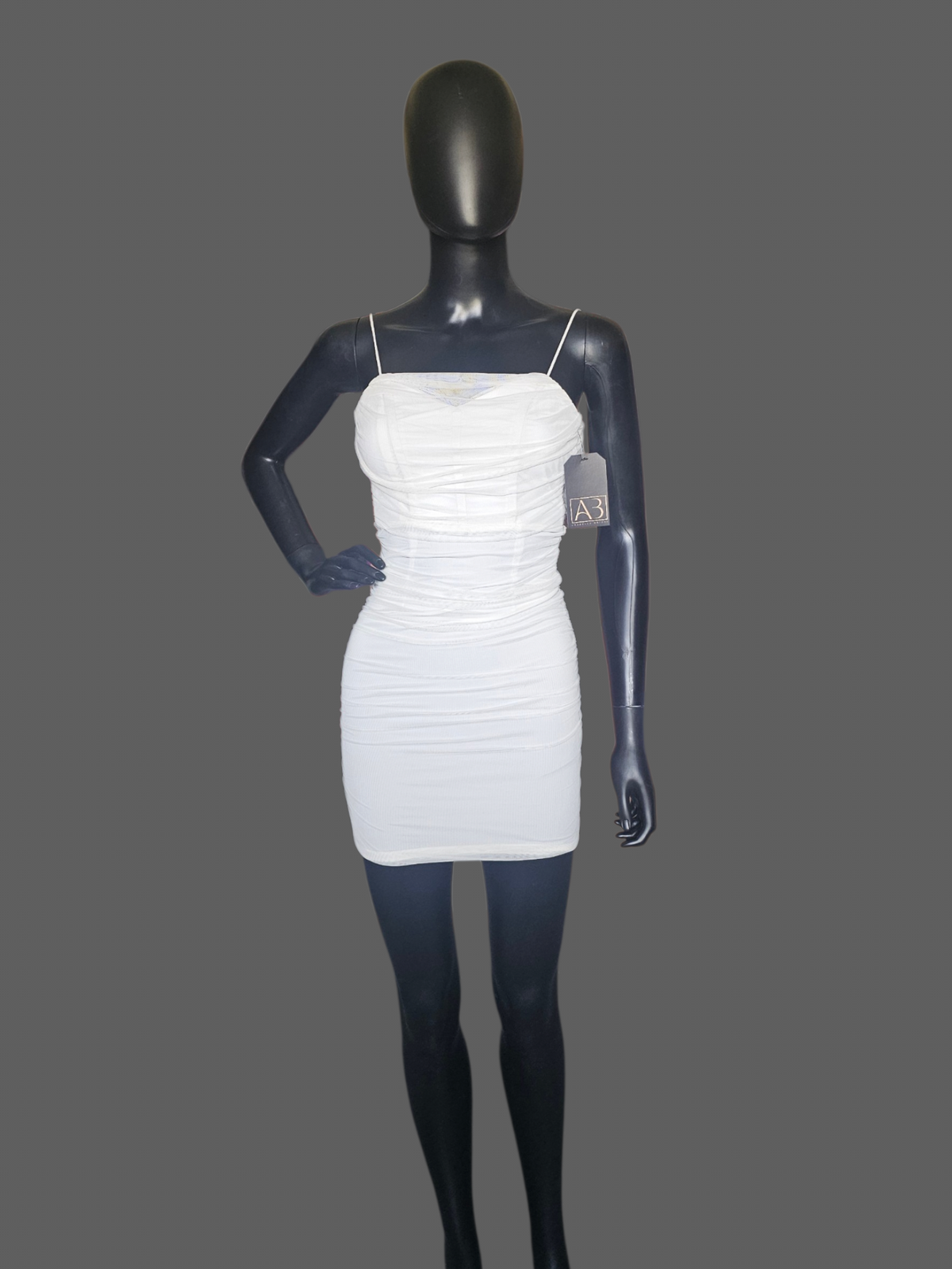 White Net Ruched Corset Homecoming Dress - Princess Polly