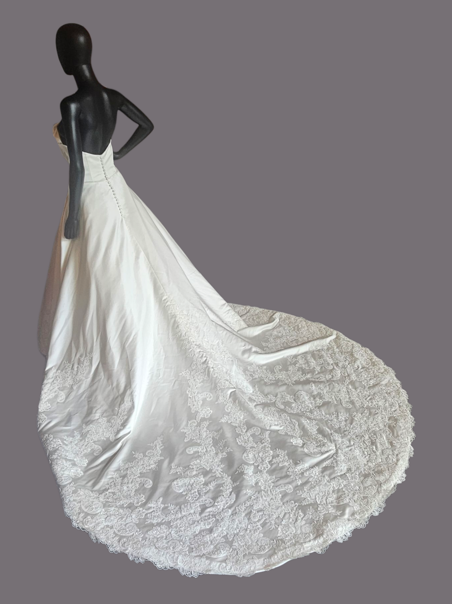 Strapless A-Line Ivory Satin with Scalloped Hem Detail -  Morilee