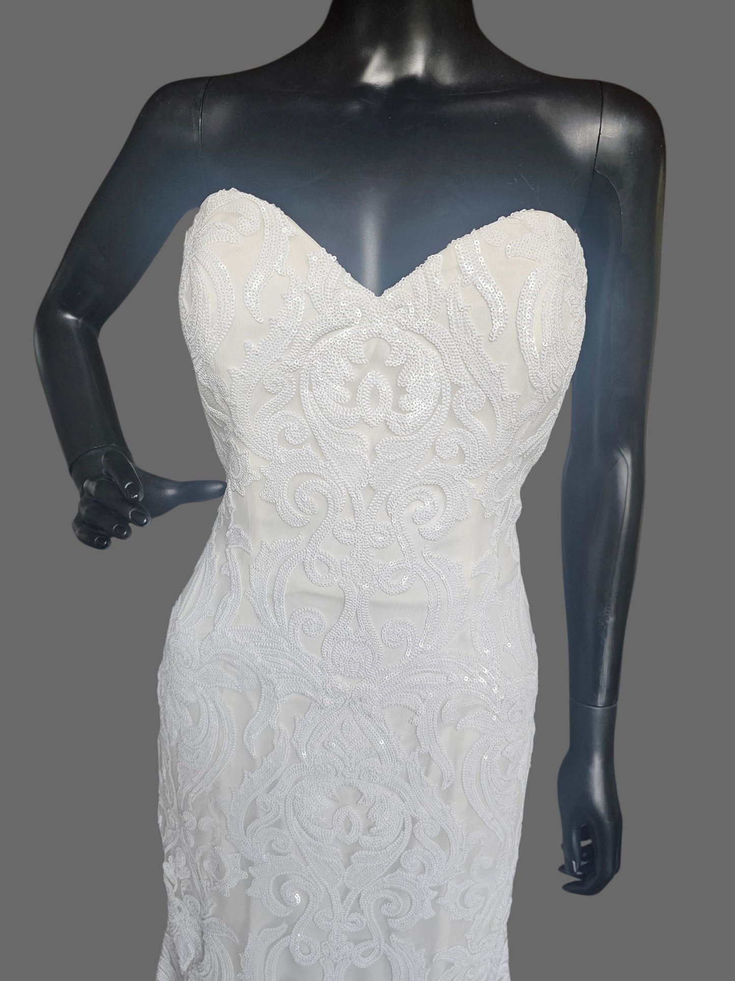 Full Sequin Deco Patterned Fit/Flare Wedding Gown - Da Vinci