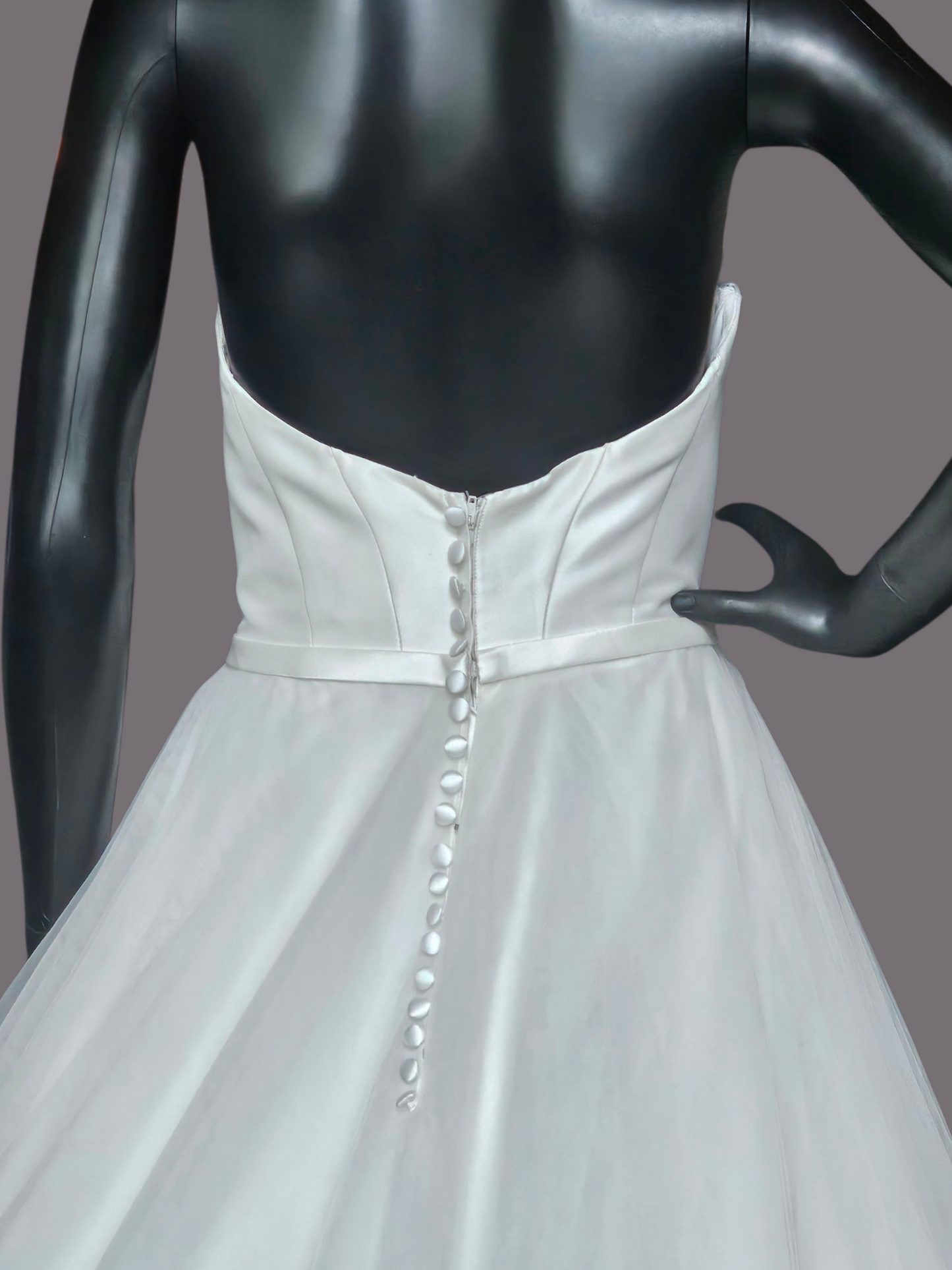 A-Line Fitted Bodice Cateye Plunge Wedding Gown - Amy & Eve