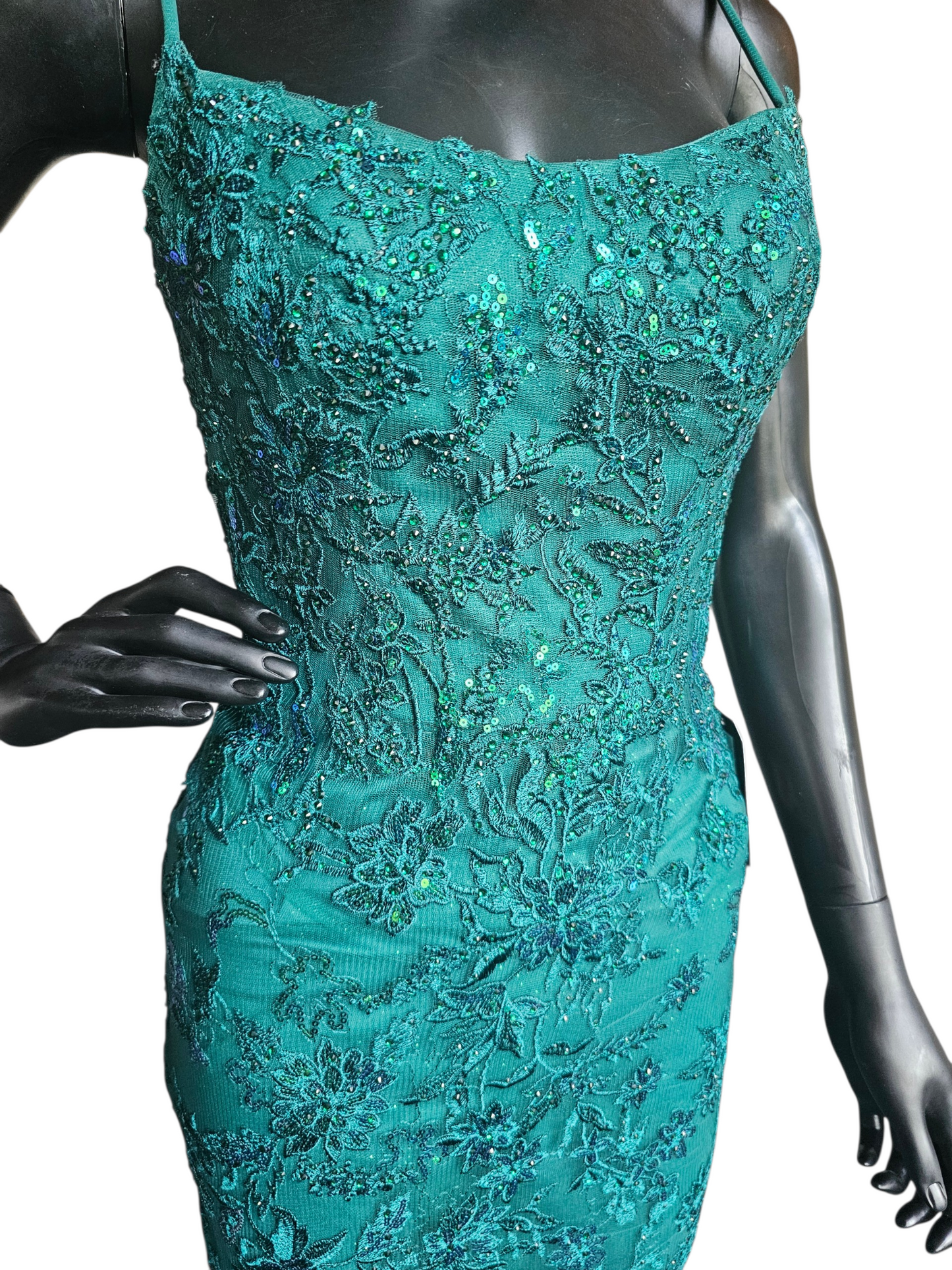 Hunter Mermaid Green/Blue Mesh Sequin Lace Formal Dress/Prom Dress - Ellie Wilde