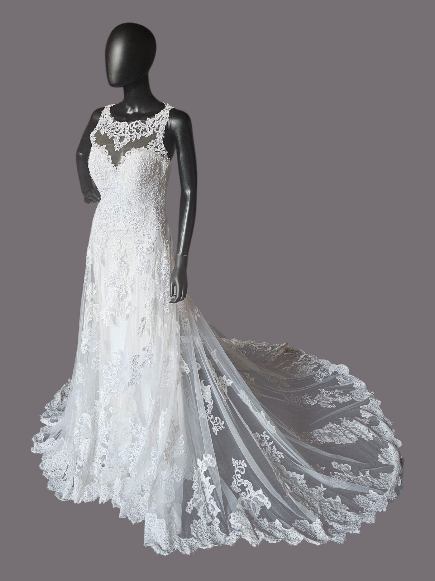 White Lace Illusion Bodice Open Back Wedding Gown - Morilee Madeline Gardner