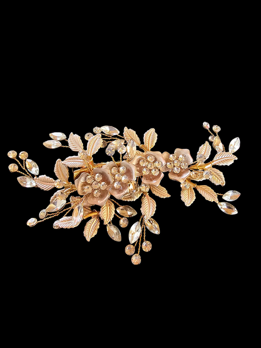 Rose Gold Floral Hair Clip