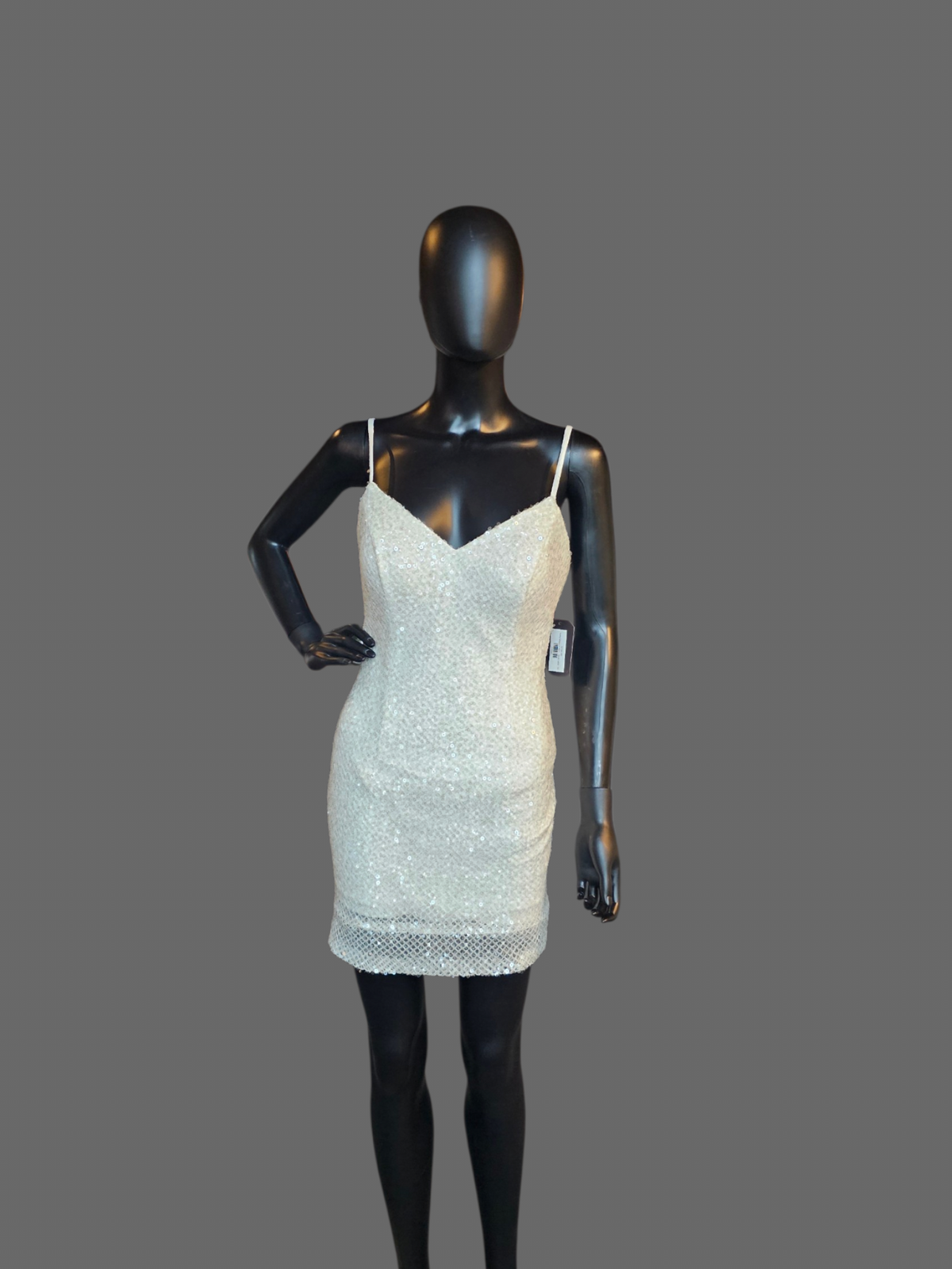 Ivory Sequin V-Neck Cocktail Dress Formal/ Homecoming/ Bridal Dress - Madi Lane