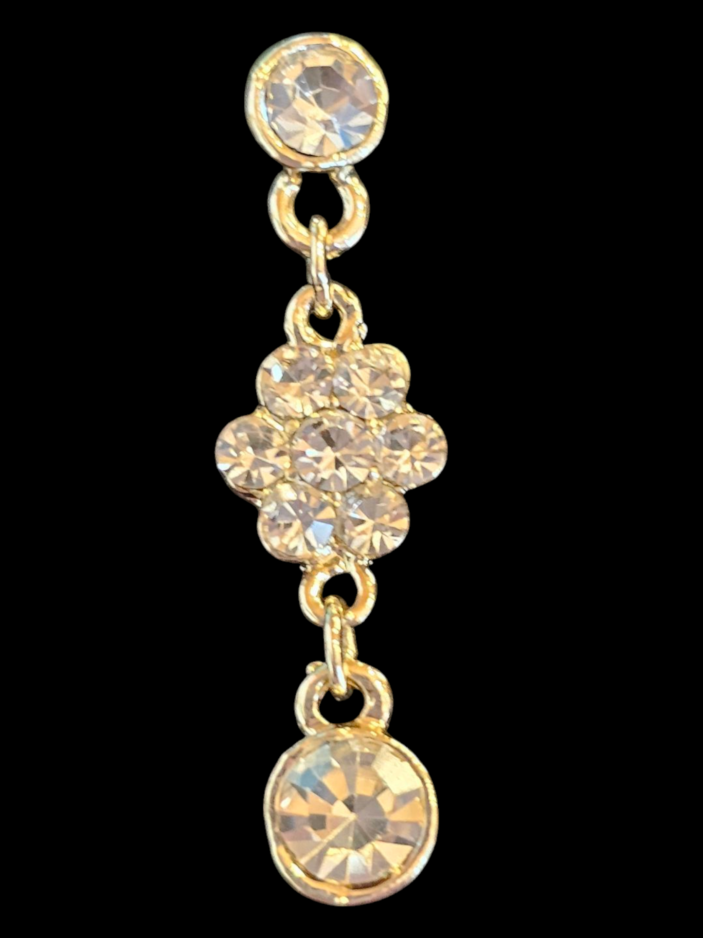 Gold/Crystal Simple Floral Drop Earring - Marionat
