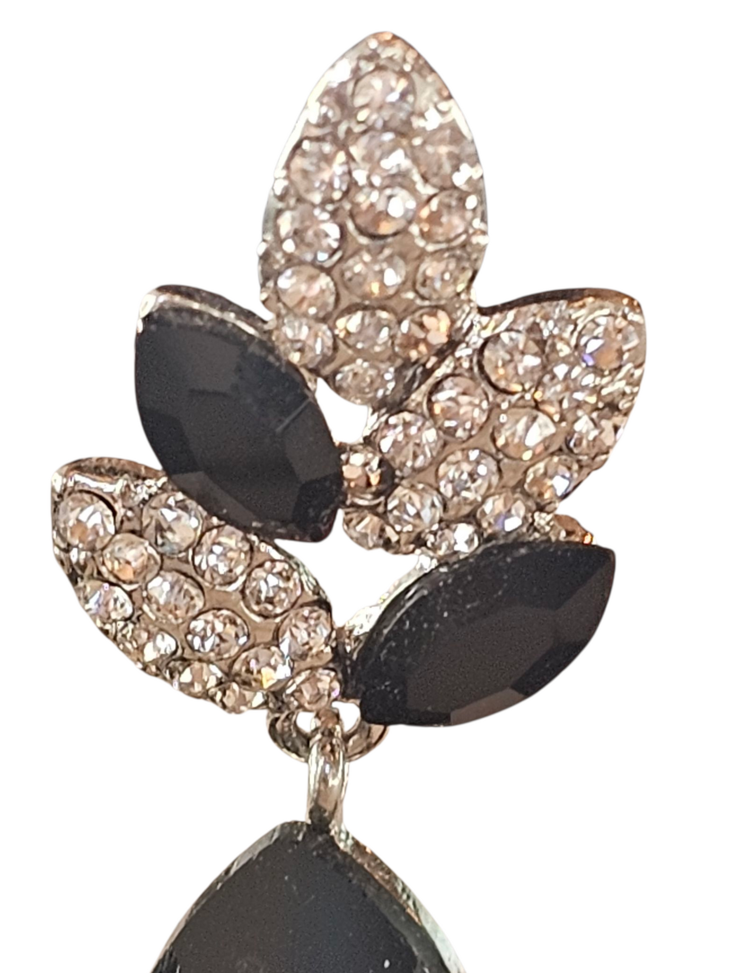 Black/Silver Teardrop Leaf Earring