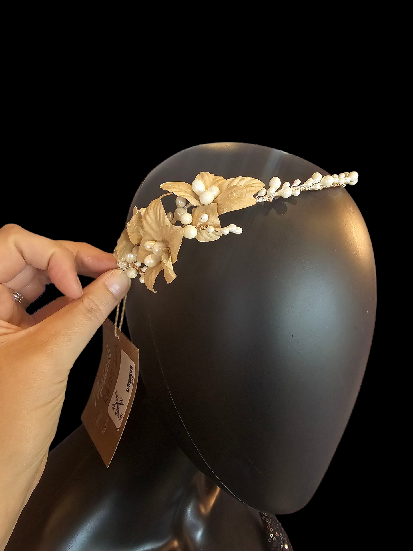 Twisted Wire Floral Ivory/Taupe Headpiece - Marionat