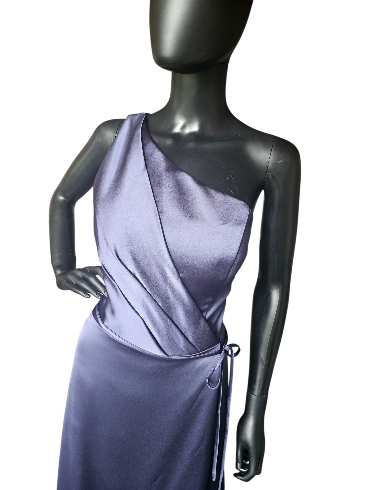 Dusk (Blue) Silky Satin One Shoulder Full Length Formal Gown - Mori Lee