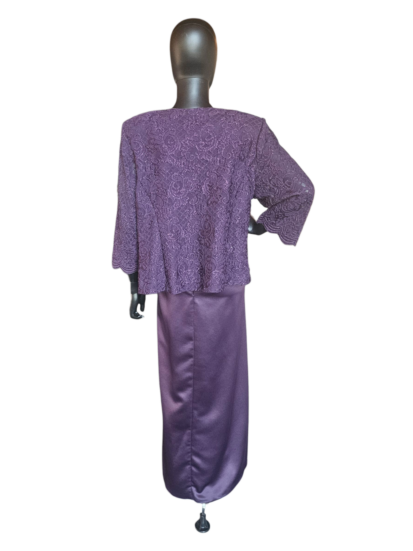 Plum Shimmer Dress 3/4 Jacket - Alex Evenings